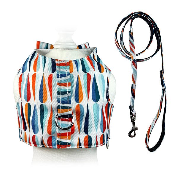 Stylish Raindrop Print Dog Harness Vest with Adjustable Leash - Perfect for Walking, Training & Outdoor Adventures with Your Pet