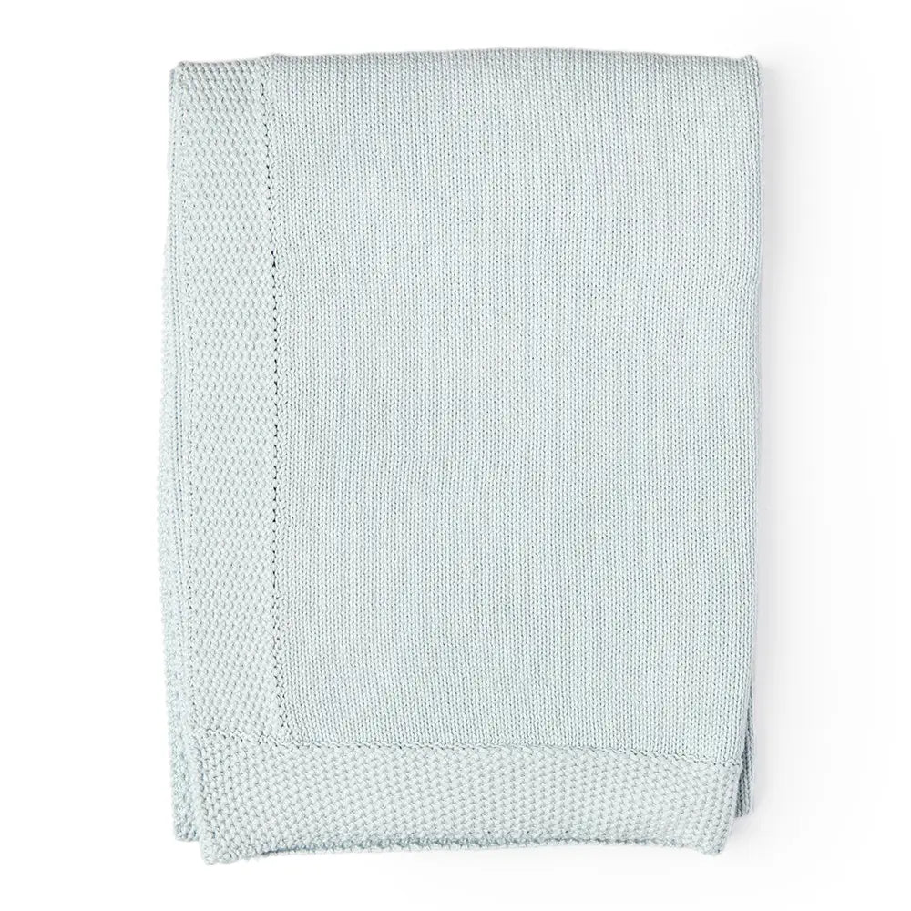 Soft Baby Knit Blanket with Border - Cozy Blue Blanket for Newborns, Infants & Toddlers | Perfect for Nursery, Stroller, Car Seat & Swaddling