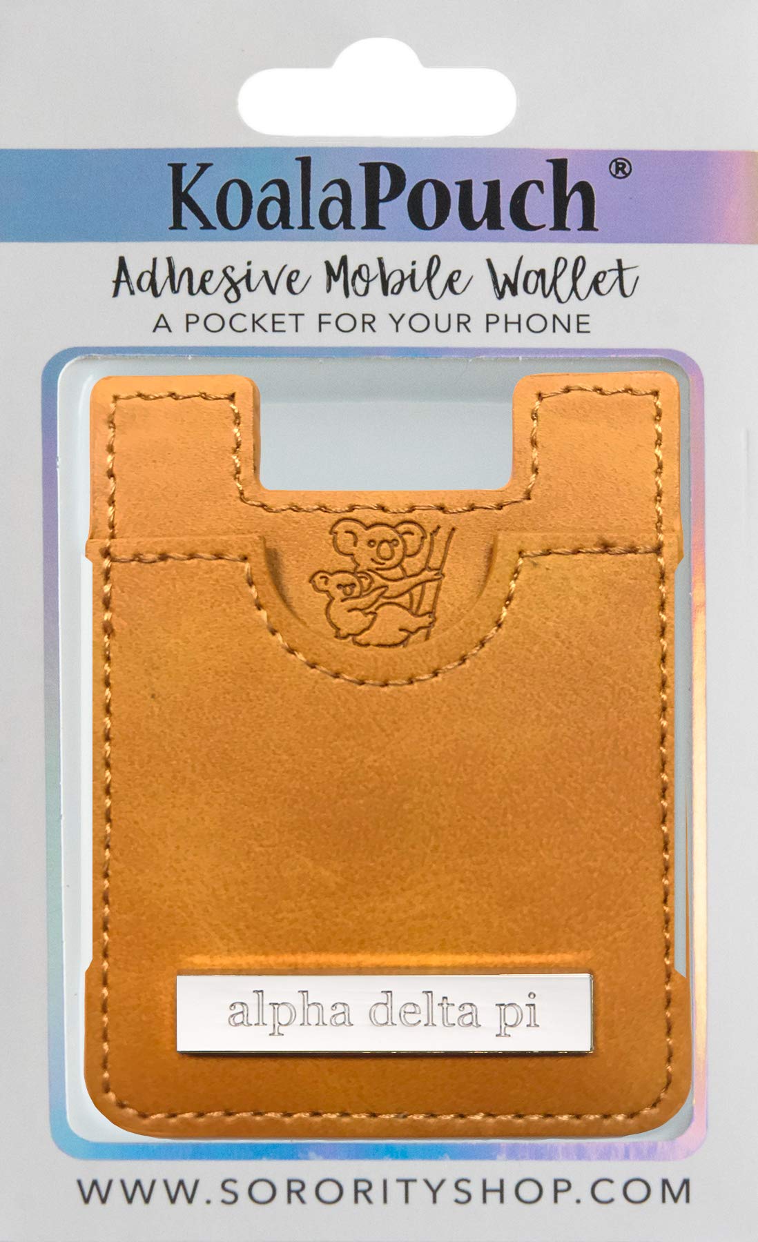 Alpha Delta Pi Sorority Leather Koala Pouch - Adhesive Phone Wallet for Girls - Perfect for Greek Life, Campus Events & Everyday Use