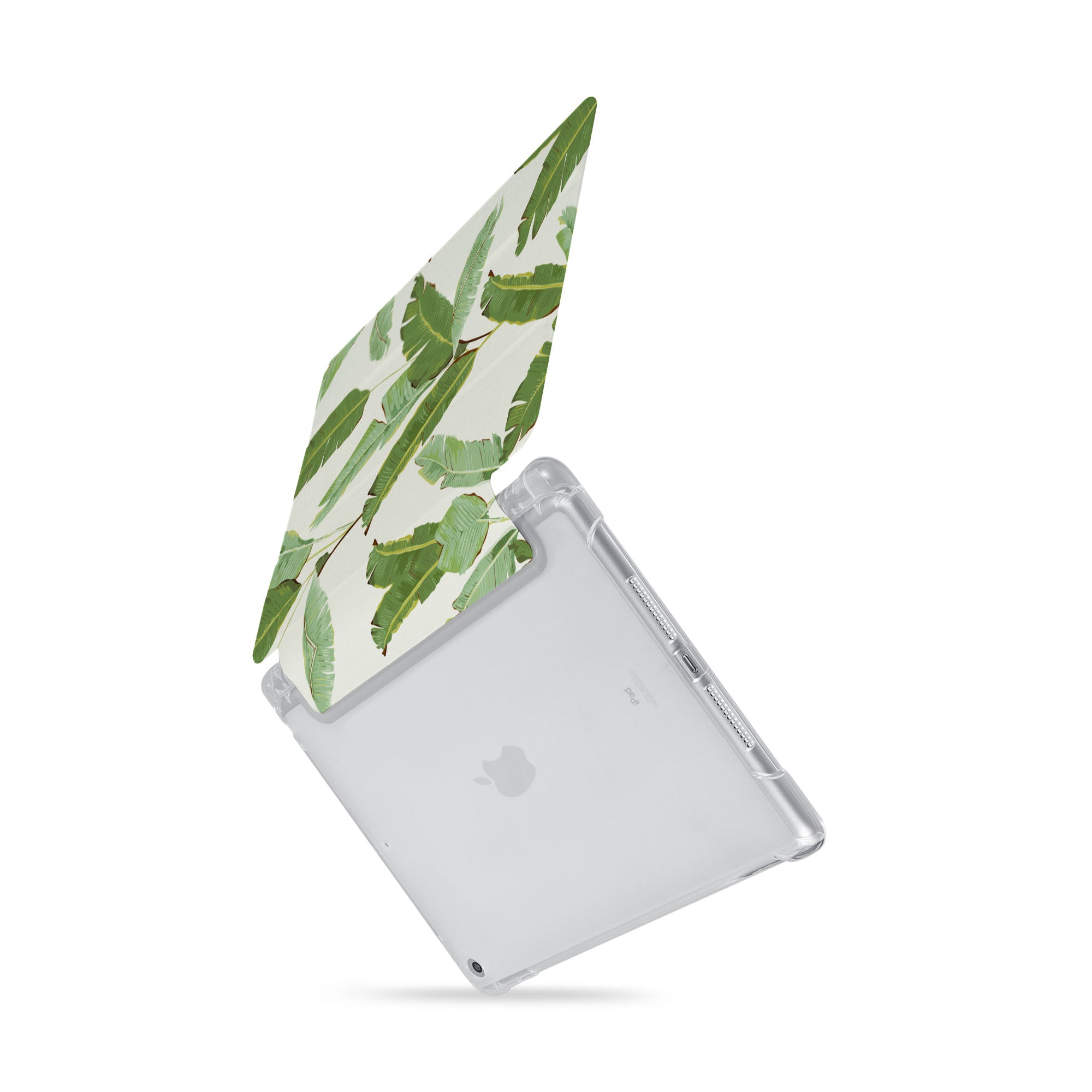 Premium iPad See-Through Case with Green Leaves Design - Slim Protective Cover for iPad Air/Pro - Perfect for Home, Office & Travel Use