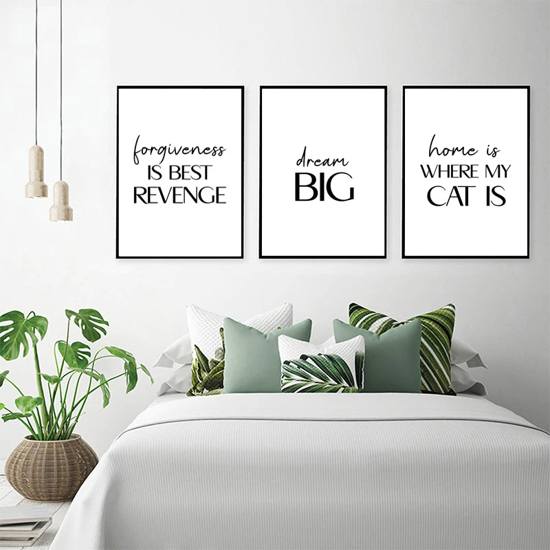 Inspirational Quotes Wall Art - Modern Cursive Verse Canvas Paintings & Posters for Home Office Decor | Nordic Style Motivational Wall Decor for Living Room, Bedroom & Workspace