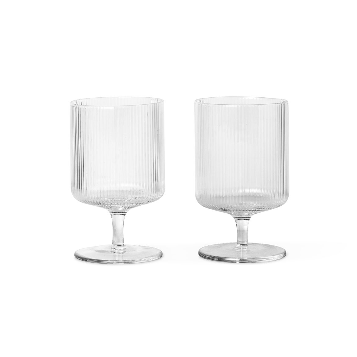 ferm LIVING Ripple Wine Glasses Set of 2 - Elegant Clear Glassware for White & Red Wine - Perfect for Dinner Parties, Weddings & Home Decor