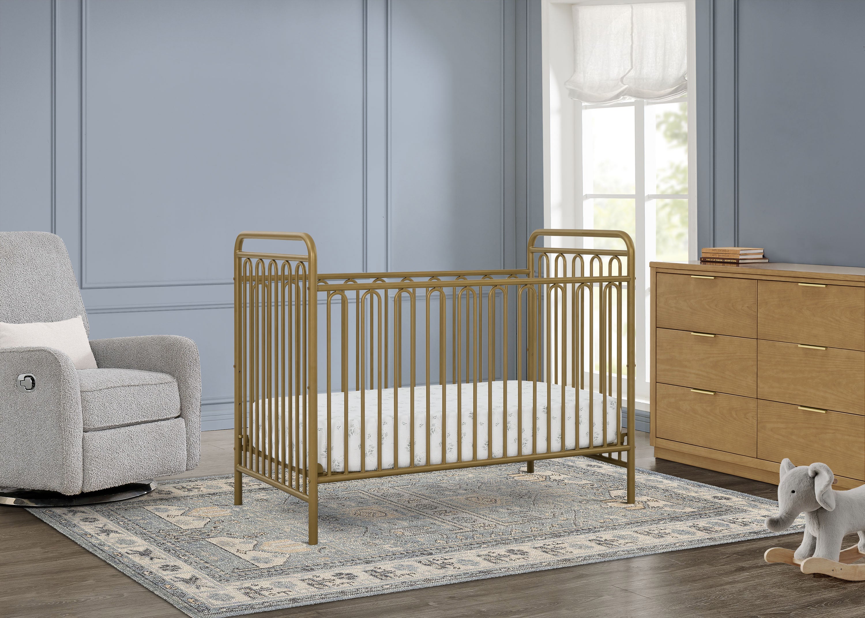 Darcy 4-in-1 Convertible Metal Baby Crib - Toddler Bed, Daybed & Full-Size Bed Conversion - Modern Nursery Furniture for Newborns to Teens (White) | Perfect for Small Spaces & Growing Families