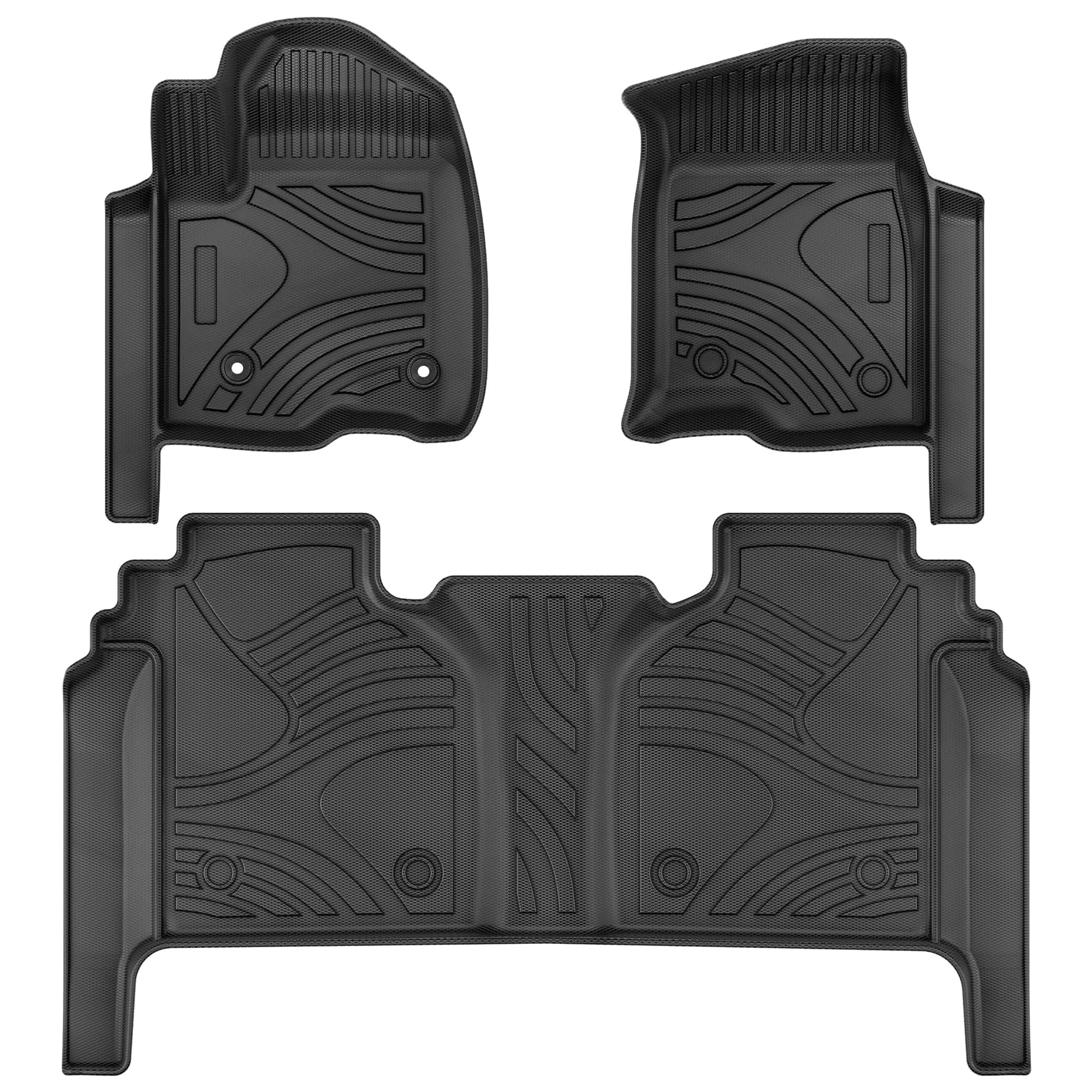 AUTOSAVER88 All-Weather Floor Mats for 2019-2025 Chevy Silverado 1500 & GMC Sierra 1500 | Heavy Duty Car Liners for 2020-2025 Chevrolet Silverado/GMC Sierra 2500HD/3500HD Crew Cab | Black Rubber Floor Protection with Factory Carpeted Storage | Perfect for Off-Roading, Work Trucks & Daily Commutes