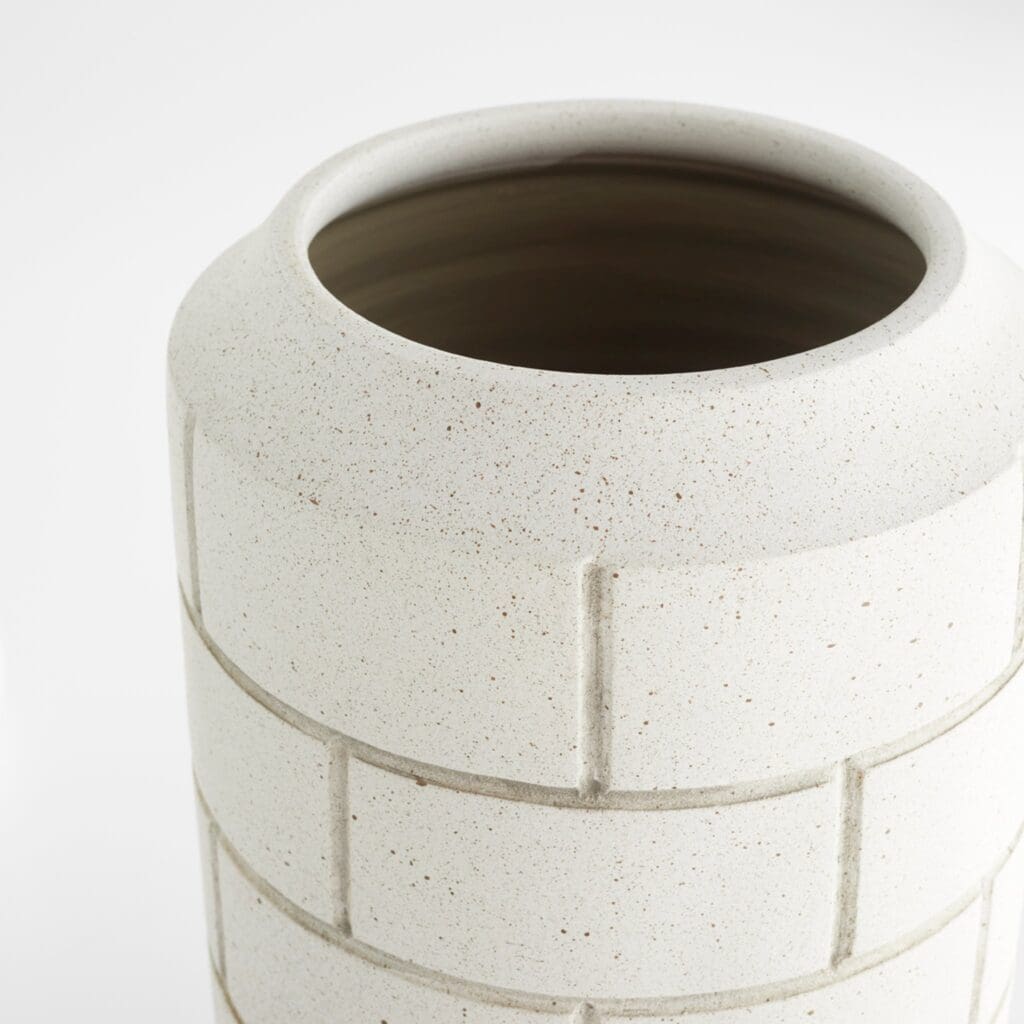 Cyan Design 11553 Small White Speckled Mason Vase - Perfect for Farmhouse Decor, Wedding Centerpieces & Rustic Home Accents