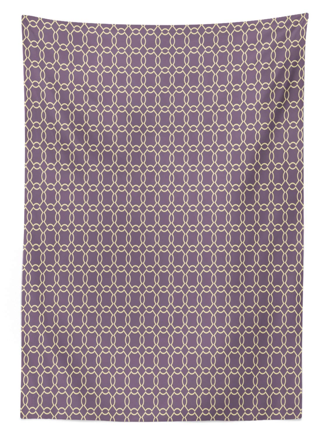 Ambesonne Geometric Outdoor Tablecloth - Abstract Lines & Curvy Oval Shapes, Traditional Chain Motifs Retro Style, Washable Picnic Table Cover 58