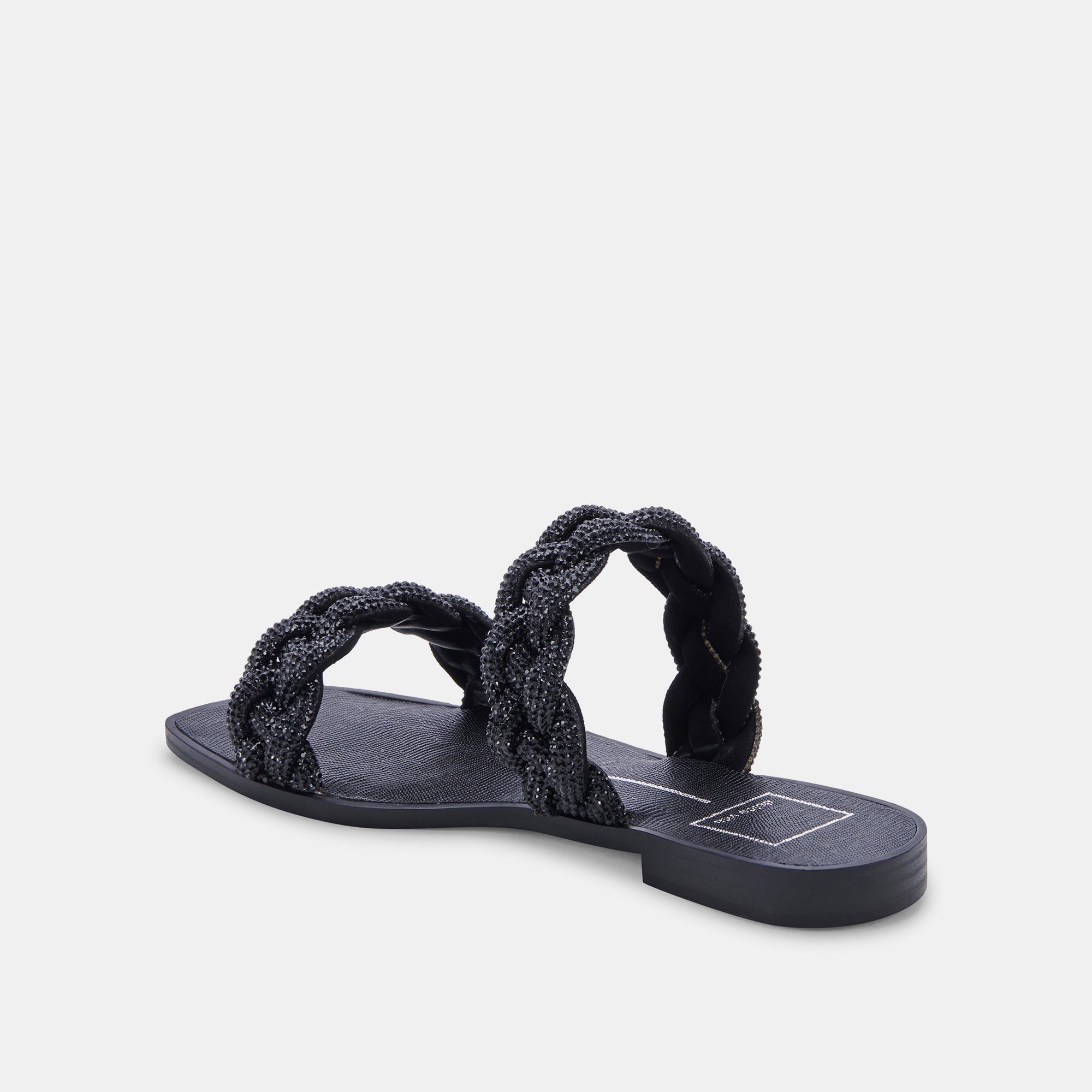 Re:vita Women's Black Rhinestone Sandals - Stylish Glitter Flip Flops for Beach, Pool, and Summer Outfits
