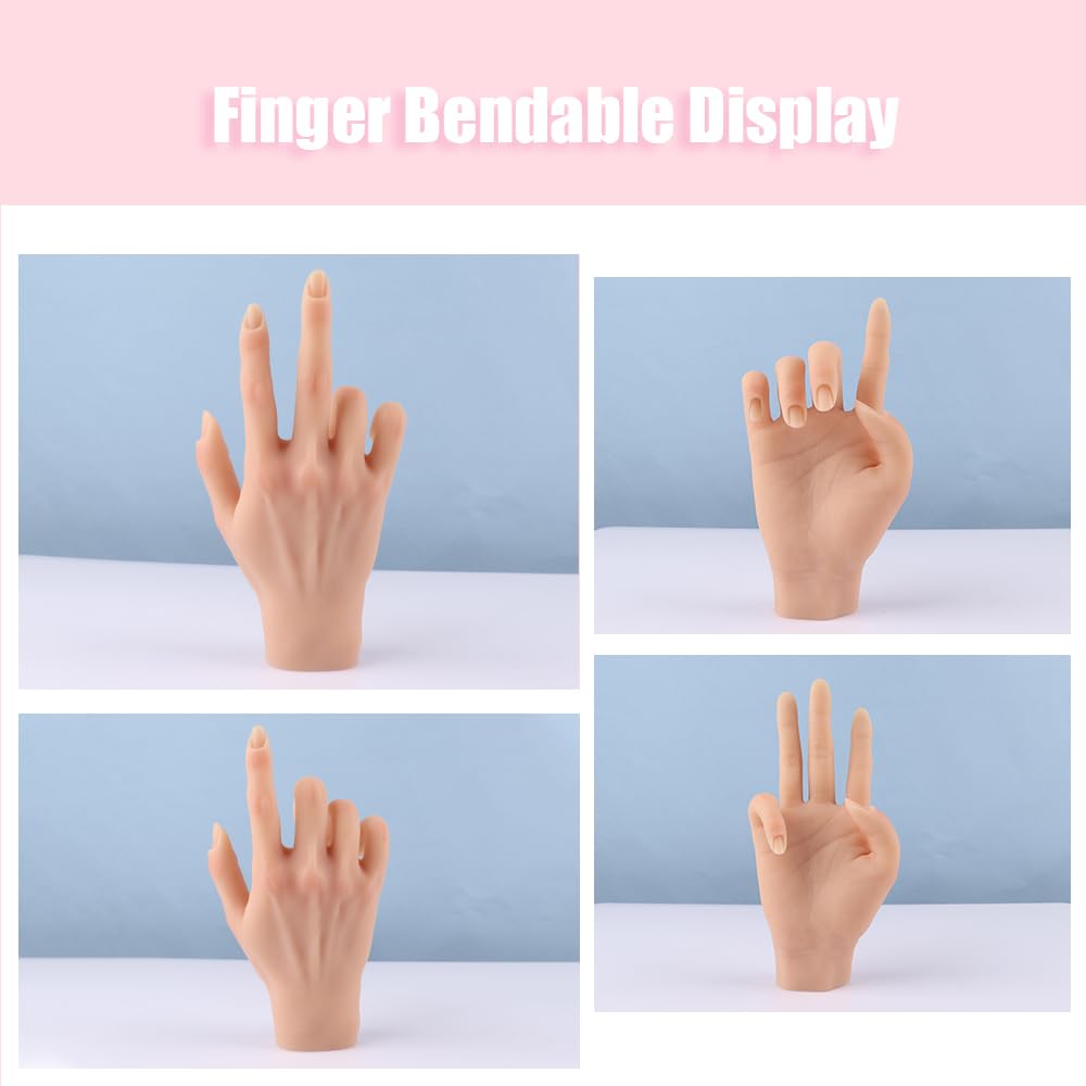 Professional Silicone Practice Hand for Acrylic Nails - Adjustable Mannequin Hand for Nail Art Training, Perfect for DIY Nail Beginners & Salon Artists | Ideal for Home Practice, Nail School & Professional Development