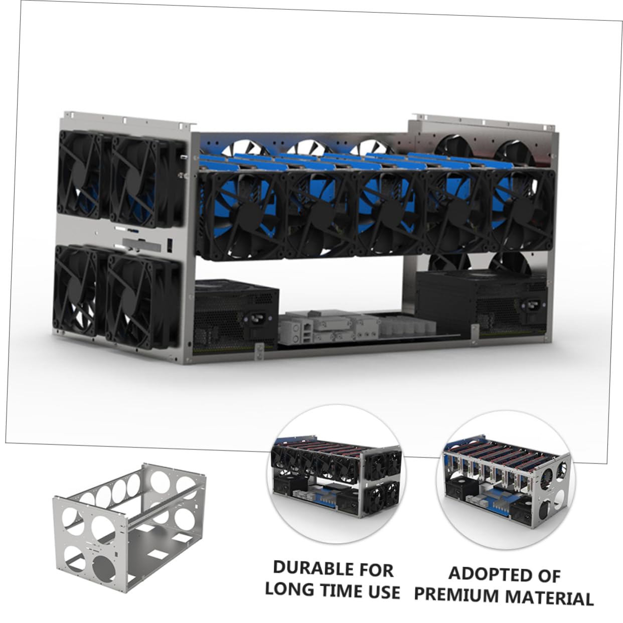 KONTONTY Open Air Computer Case Frame - 10/8/6 Sizes for PC Storage & Heat Dissipation | Perfect for Gaming Rigs & Mining Rigs Setup