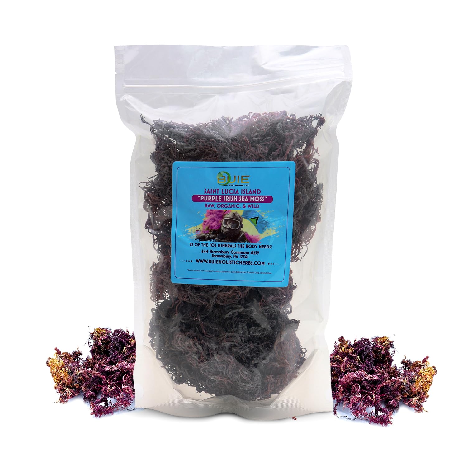 Pure Wildcrafted Purple Irish Sea Moss - Nutrient-Rich, Dr. Sebi Inspired, Makes 240+ oz Gel | Sun-Dried Raw Seaweed for Health & Wellness (16 oz) | Perfect for Smoothies, Face Masks & Immune Support