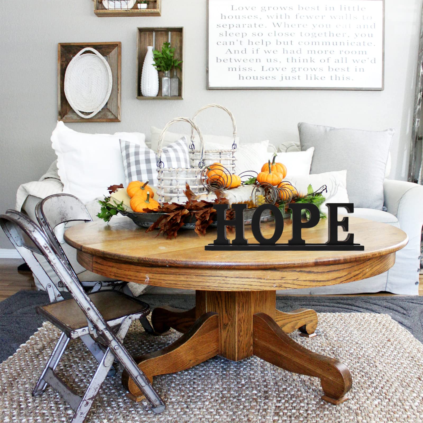Rustic Wood Hope Letter Sign - Free Standing Home Decor for Farmhouse, Living Room, Bedroom & Office - Inspirational Tabletop Word Sign for Wall, Shelf & Mantel