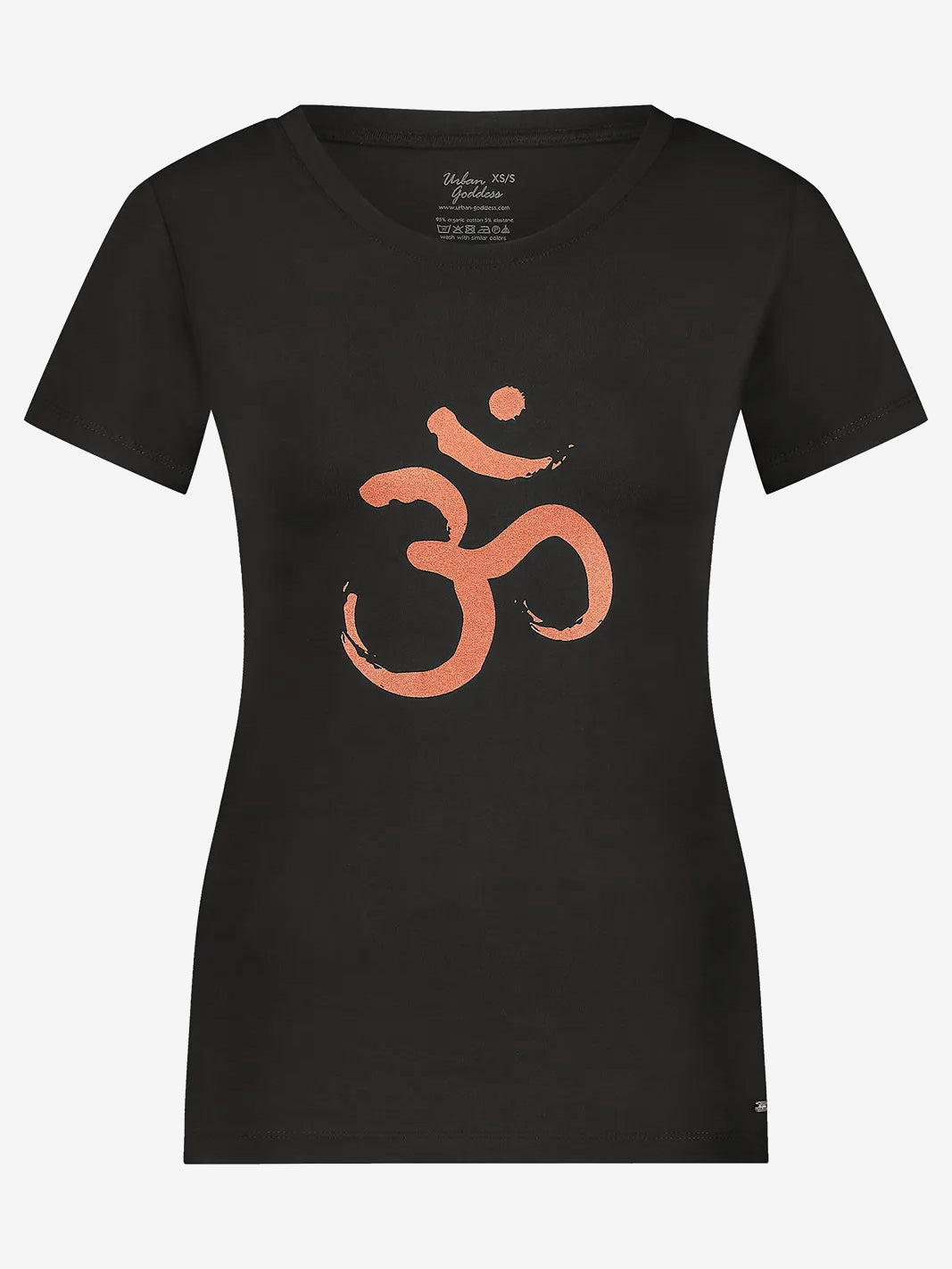 Urban Goddess OM Core Yoga Tee - Onyx Black | Women's Breathable Workout Top for Yoga, Pilates & Gym | Perfect for Studio Sessions & Outdoor Fitness