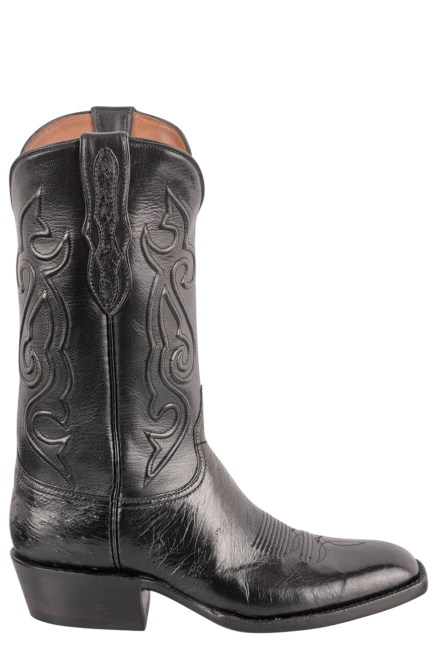 Premium Black Jack Exclusive Smooth Ostrich Cowboy Boots for Men - Handcrafted Genuine Leather Western Boots with Comfortable Fit - Perfect for Rodeo, Country Dancing & Western Fashion