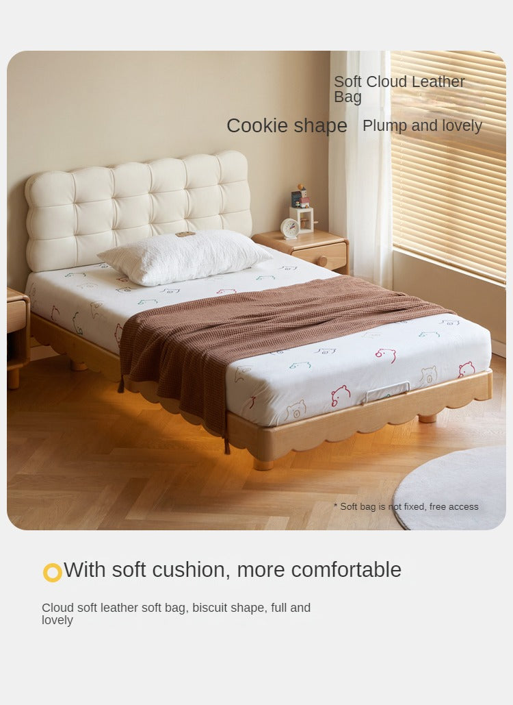 Solid Beech Wood Kids Platform Bed - No Headboard, Eco-Friendly & Sturdy for Toddler & Children's Bedroom - Perfect for Small Spaces & Montessori Style Rooms
