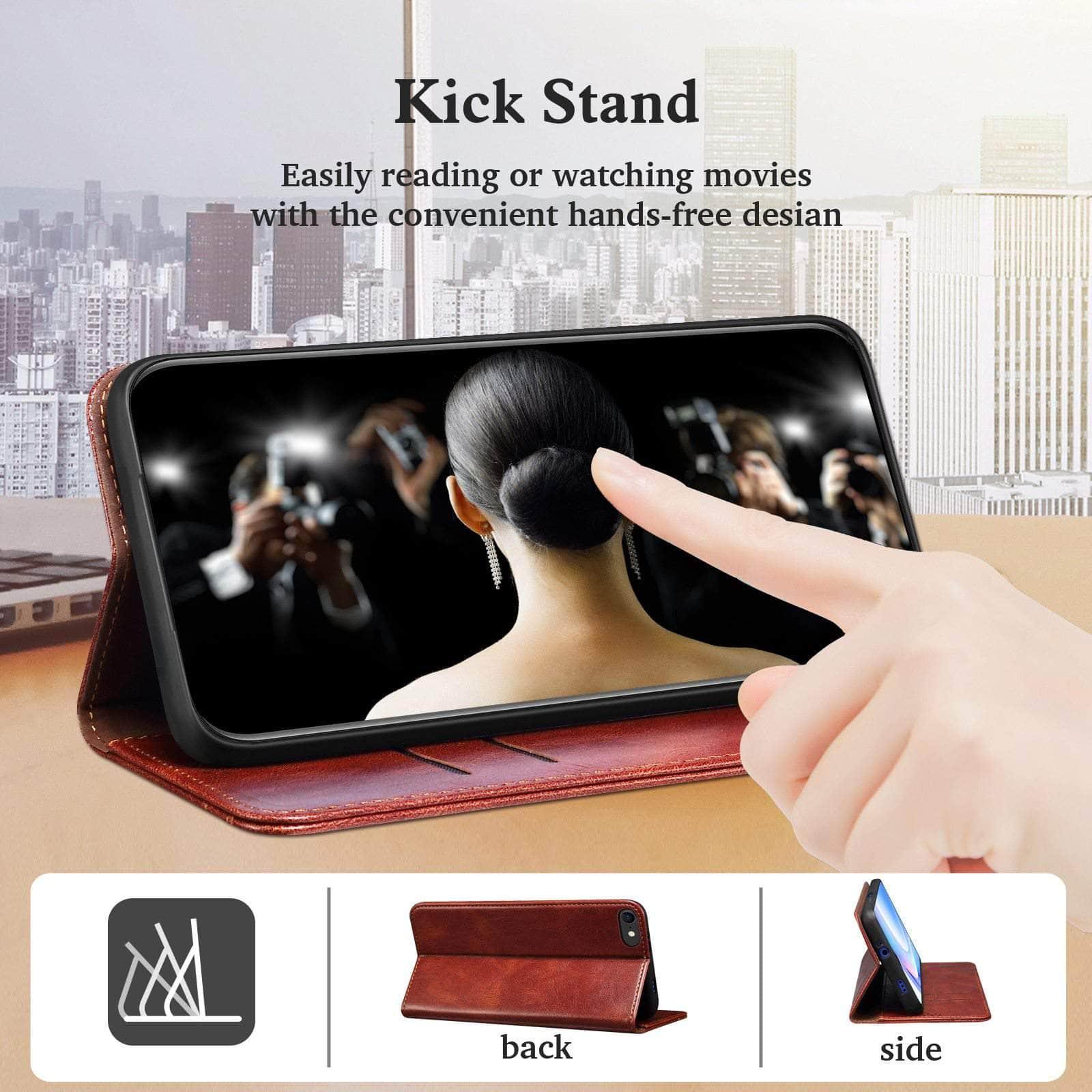 Premium iPhone 13 Mini Leather Wallet Case with Card Holder & Kickstand - Slim Protective Phone Cover for Everyday Use, Travel & Business