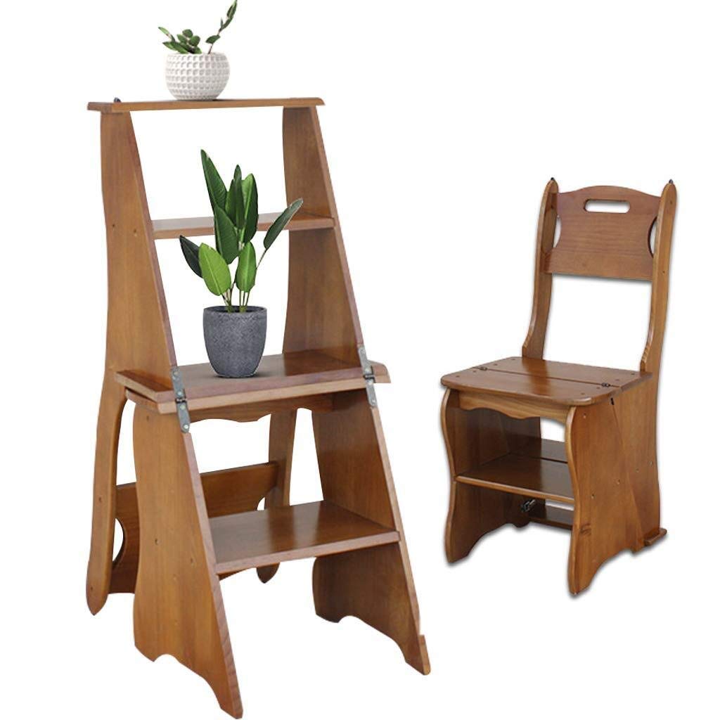 Wooden Folding Step Stool Ladder - Convertible Indoor Climbing Stool for Living Room, Balcony & Home Use - Perfect for Reaching High Shelves & Storage