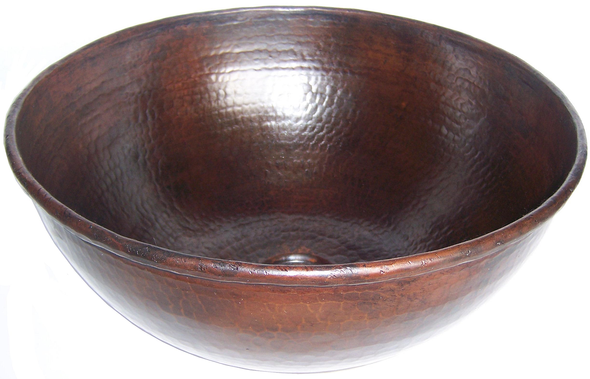 Antique Hammered Copper Vessel Sink - Round Bathroom Vanity Bowl with Rustic Weathered Finish | Perfect for Farmhouse, Industrial & Vintage Style Bathroom Decor