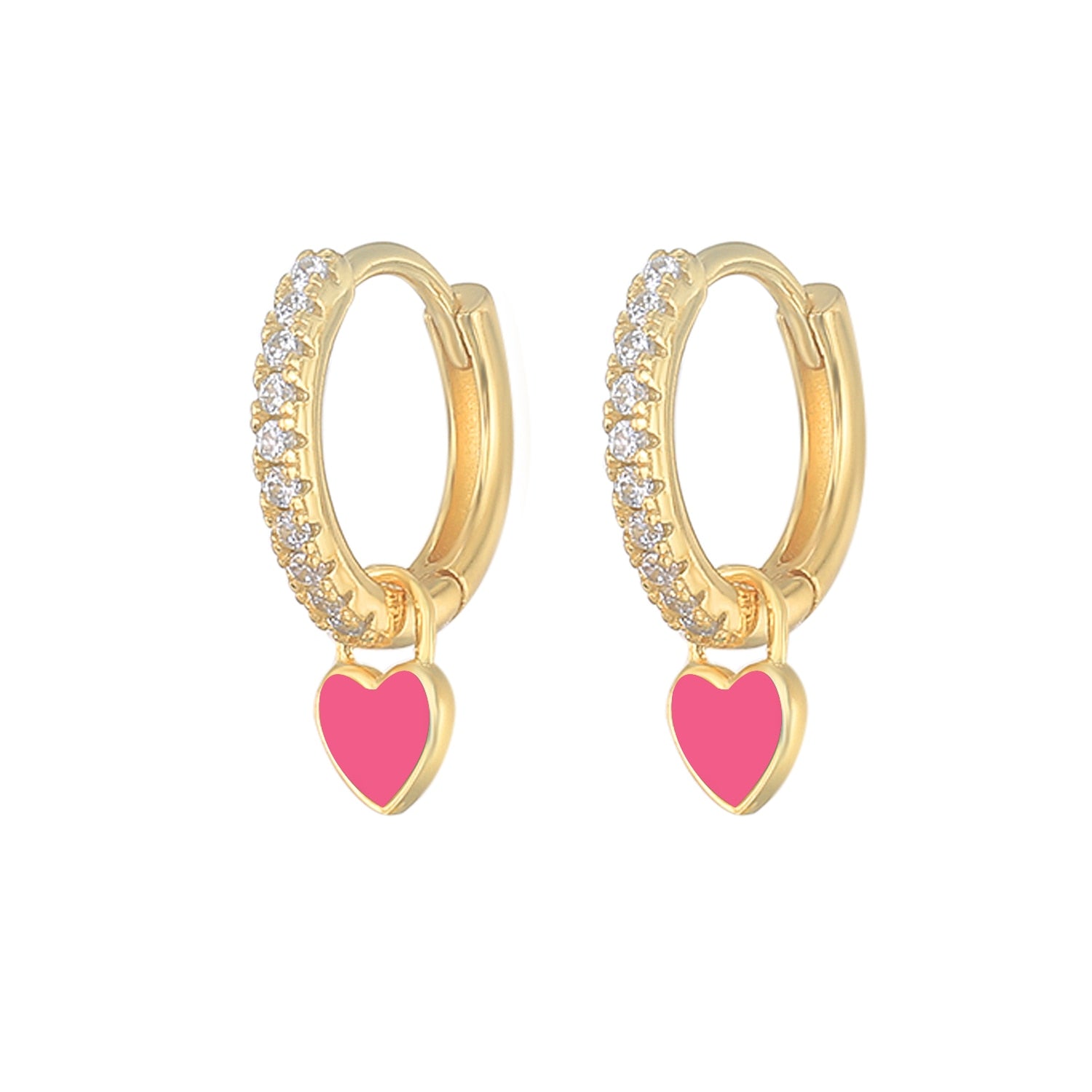 Colorful Enamel Heart Charm Drop Earrings for Women - Dainty Valentine's Day Gift, Date Night Jewelry, Bridesmaid Accessories