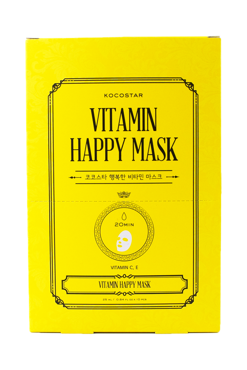 Kocostar Vitamin Happy Sheet Mask - Hydrating & Brightening Facial Mask for Glowing Skin | Perfect for Spa Night, Self-Care Routine & Travel Skincare
