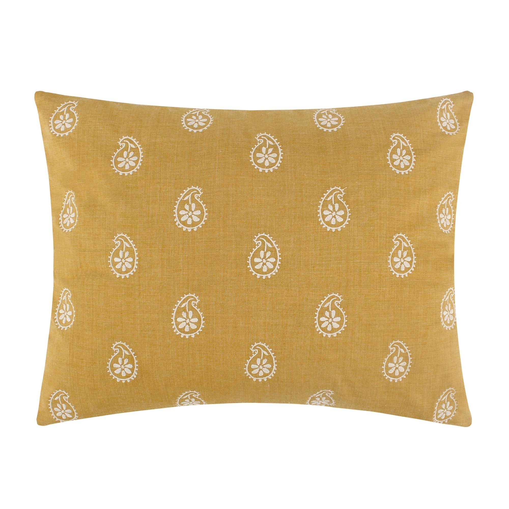 Handmade Khotan Embroidered Mustard Yellow Decorative Throw Pillow Cover - Bohemian Home Decor for Living Room, Bedroom & Sofa