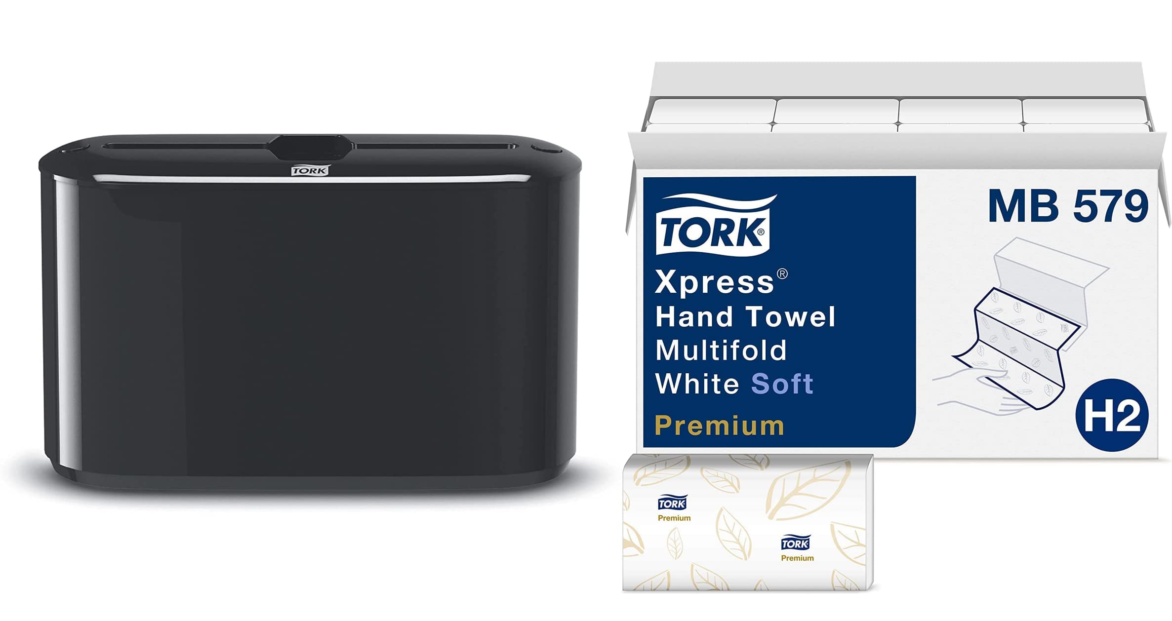 Tork Xpress Soft Multifold Hand Towels - Premium Quality White Towels with Blue Leaf Print (135 Towels/Pack, 16 Packs) - Compatible with H2 & Tork Xpress Paper Towel Dispensers - Compact for Home, Office & Commercial Use