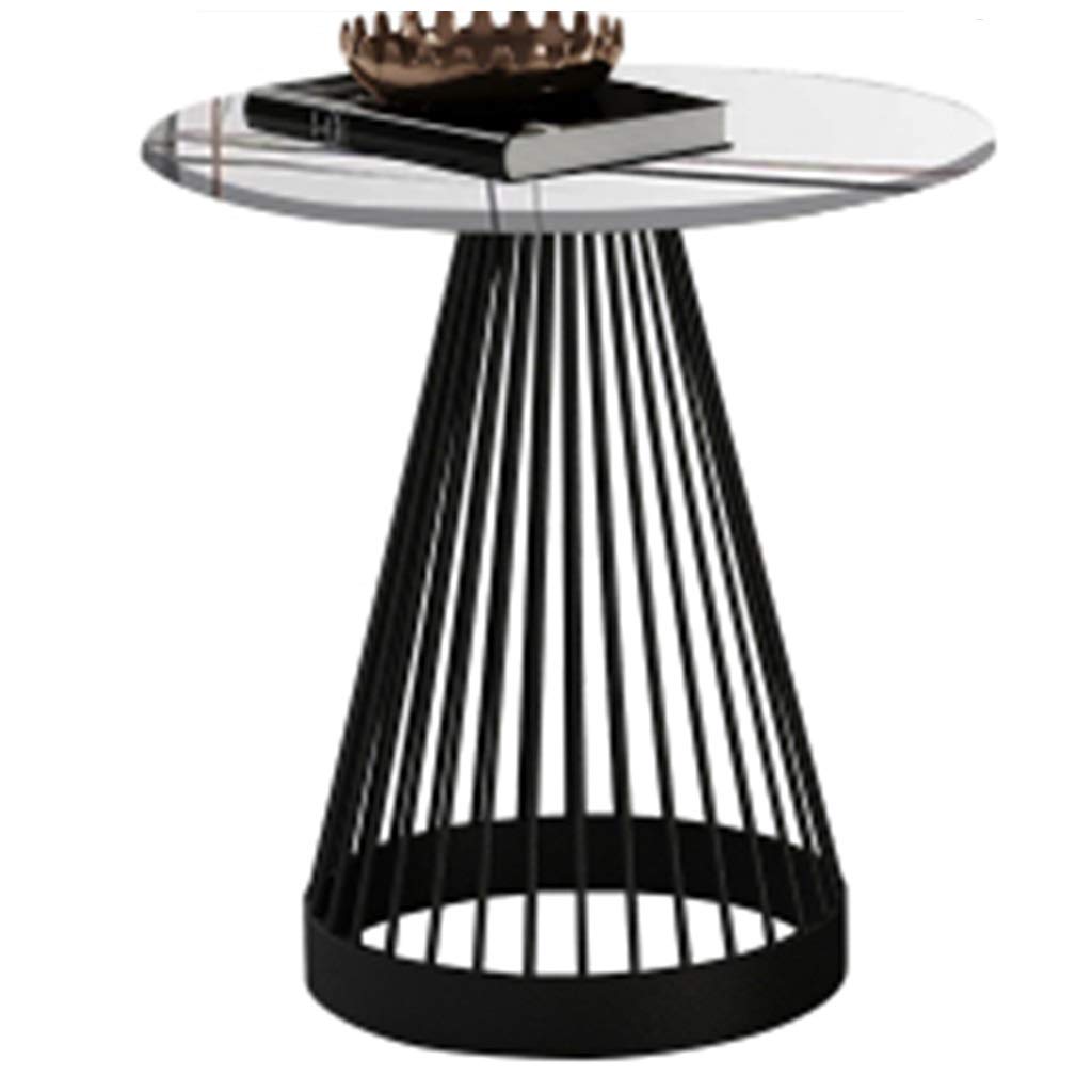 Industrial Style Round Wooden Console Table with Wrought Iron Legs - 50x53cm Side Table for Living Room, Bedroom, Balcony or Dining Area - Perfect as Coffee Table, Nightstand or Accent Furniture (Color: D)