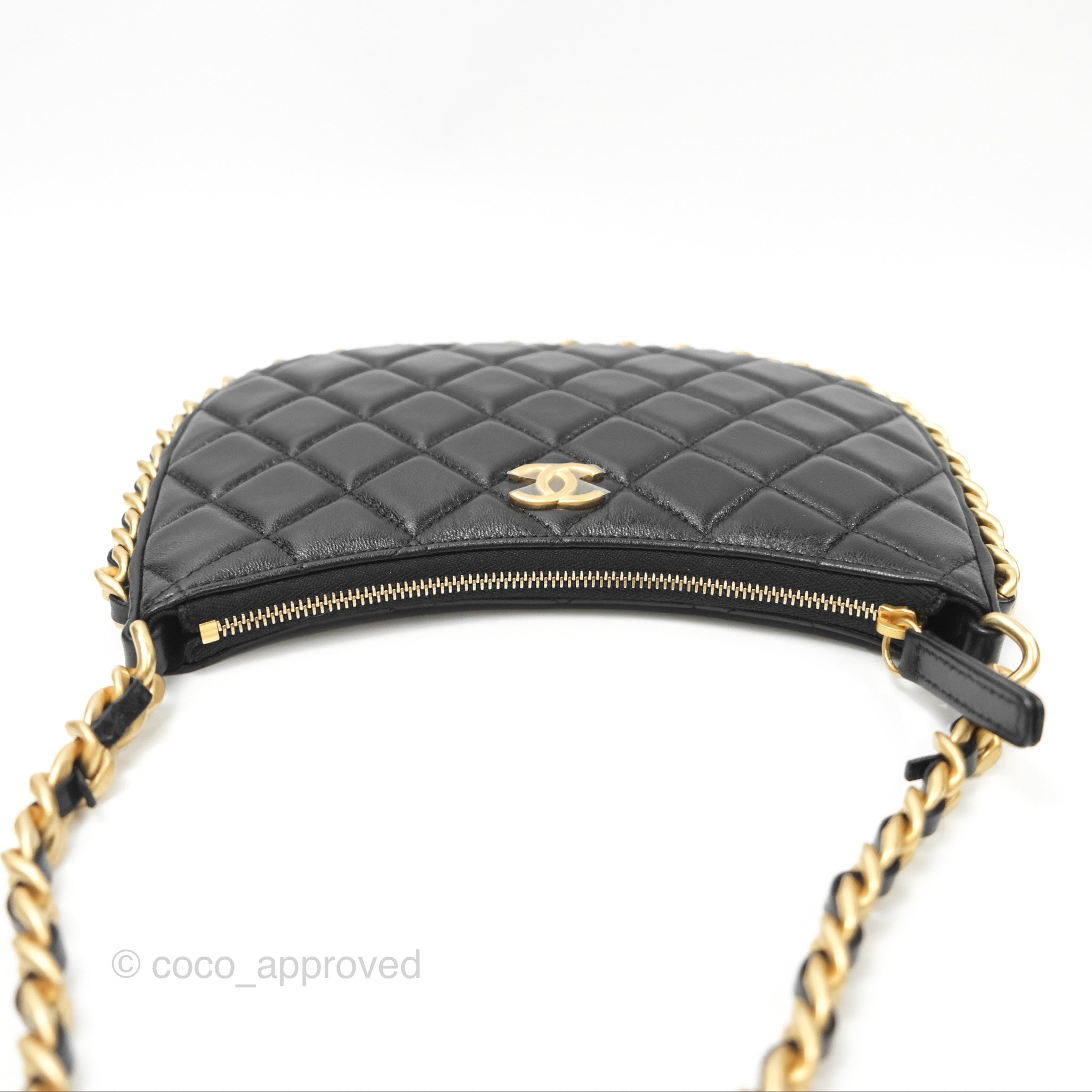 Chanel Chain Around Hobo Bag Black Lambskin Leather with Aged Gold Hardware 23B - Luxury Shoulder Bag for Women, Perfect for Evening Parties & Date Nights