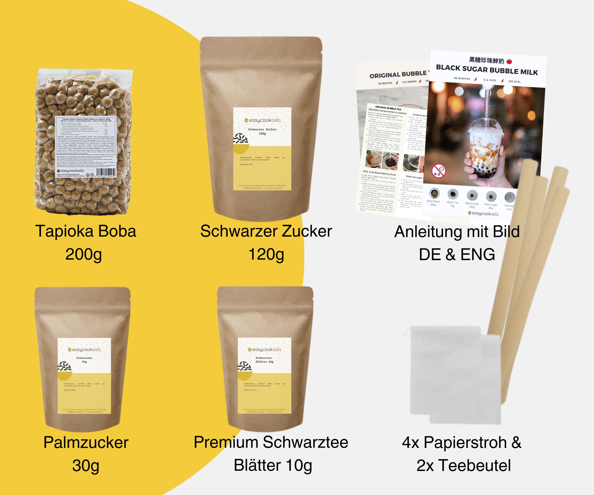 EasyCookAsia DIY Bubble Tea Kit - Make Bubble Tea at Home with 2 Recipes Included | Perfect for Parties, Gifts & Asian Drink Lovers