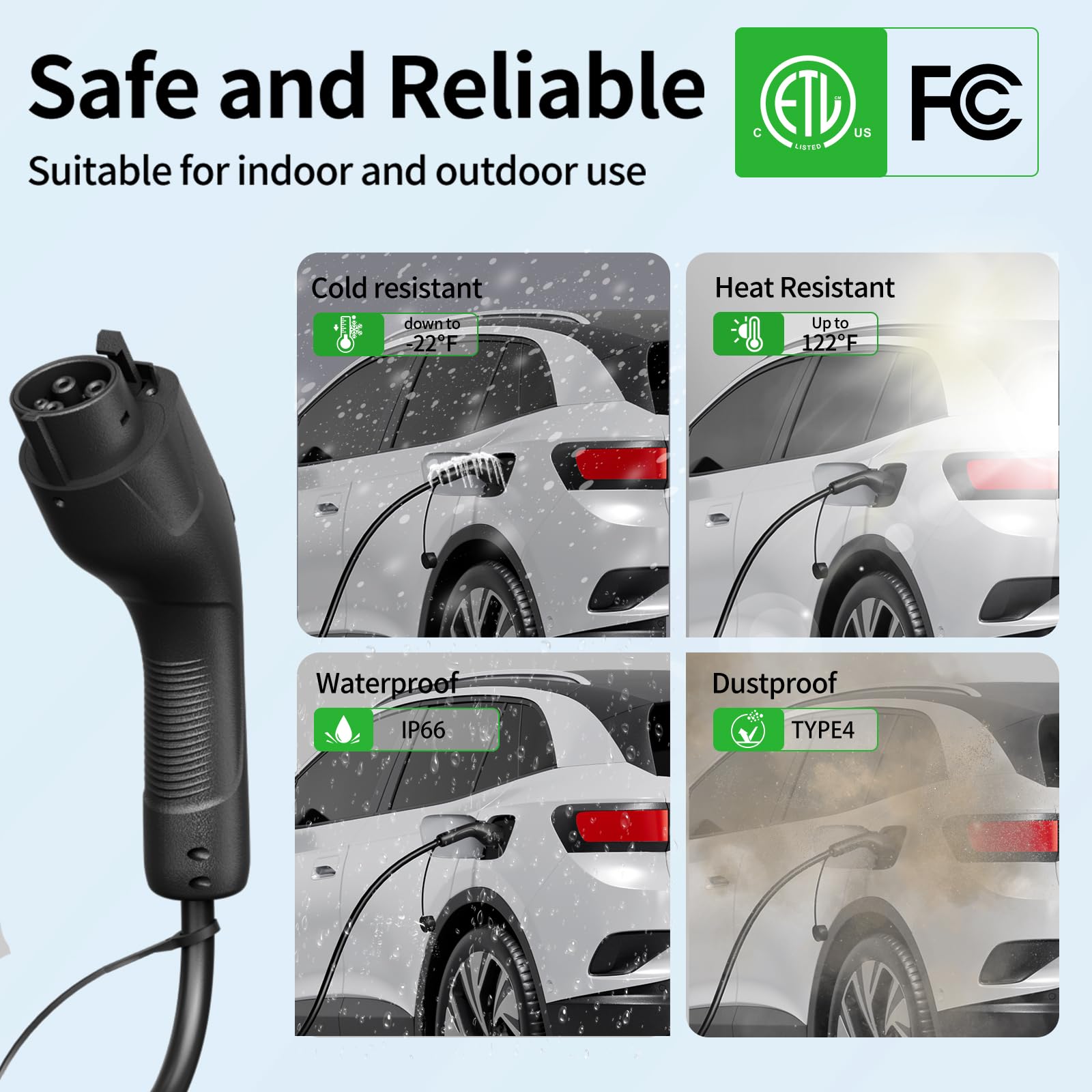 Smart Level 1/2 EV Charger with APP Control - 16A 110V-240V NEMA 6-20 & 5-15 Plug - 25FT J1772 Cable - Portable Electric Vehicle Charging Station - ETL & FCC Certified - Perfect for Home, Office & Travel Use
