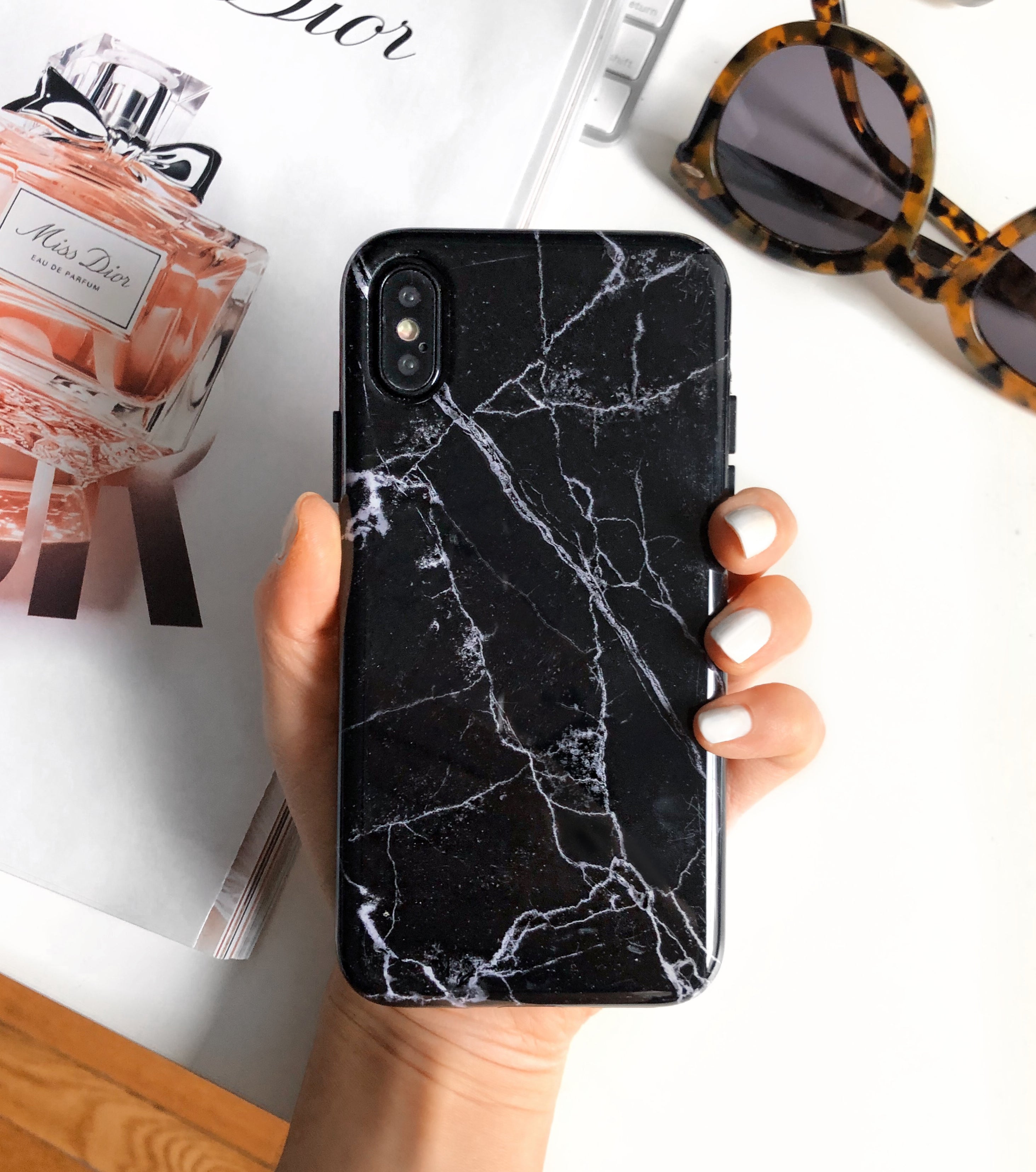 Premium Black Marble iPhone Case - Slim Protective Cover with Anti-Slip Grip | Perfect for Work, Travel & Everyday Use