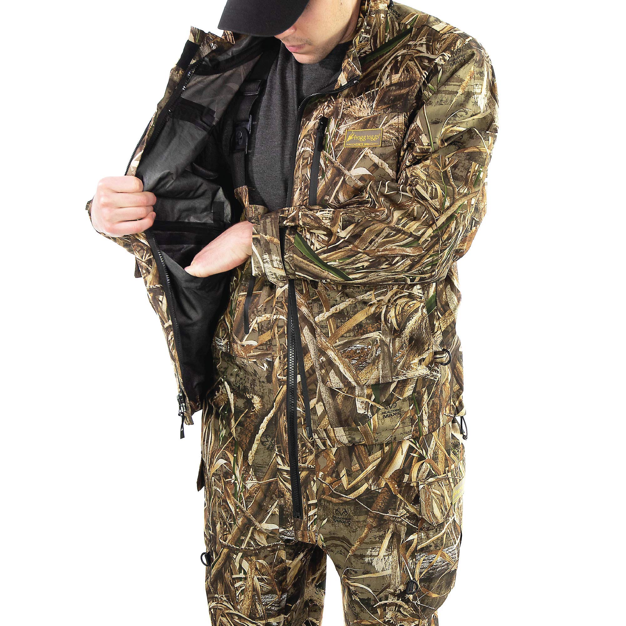 FROGG TOGGS Men's Camo Waterproof Rain Jacket - Lightweight Hunting & Fishing Raincoat for Outdoor Adventures - Compatible with Co-Pilot Puff Jacket & Vest Liners