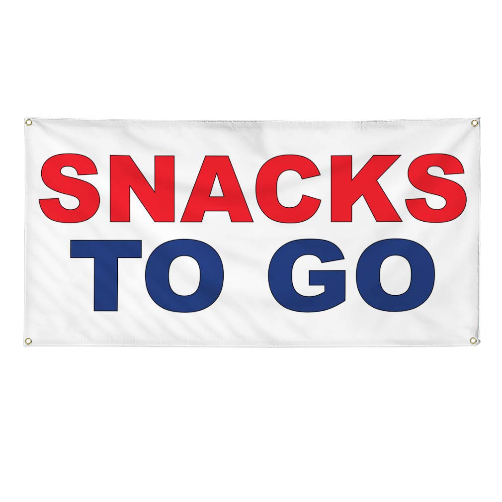 Custom Vinyl Banner 24x36 Inches - Weatherproof Outdoor Restaurant & Food Truck Sign with 4 Grommets | Durable Snack Bar, Yard & Industrial Signage for Red & Blue Themed Businesses - Perfect for Outdoor Events, Food Stands & Commercial Advertising