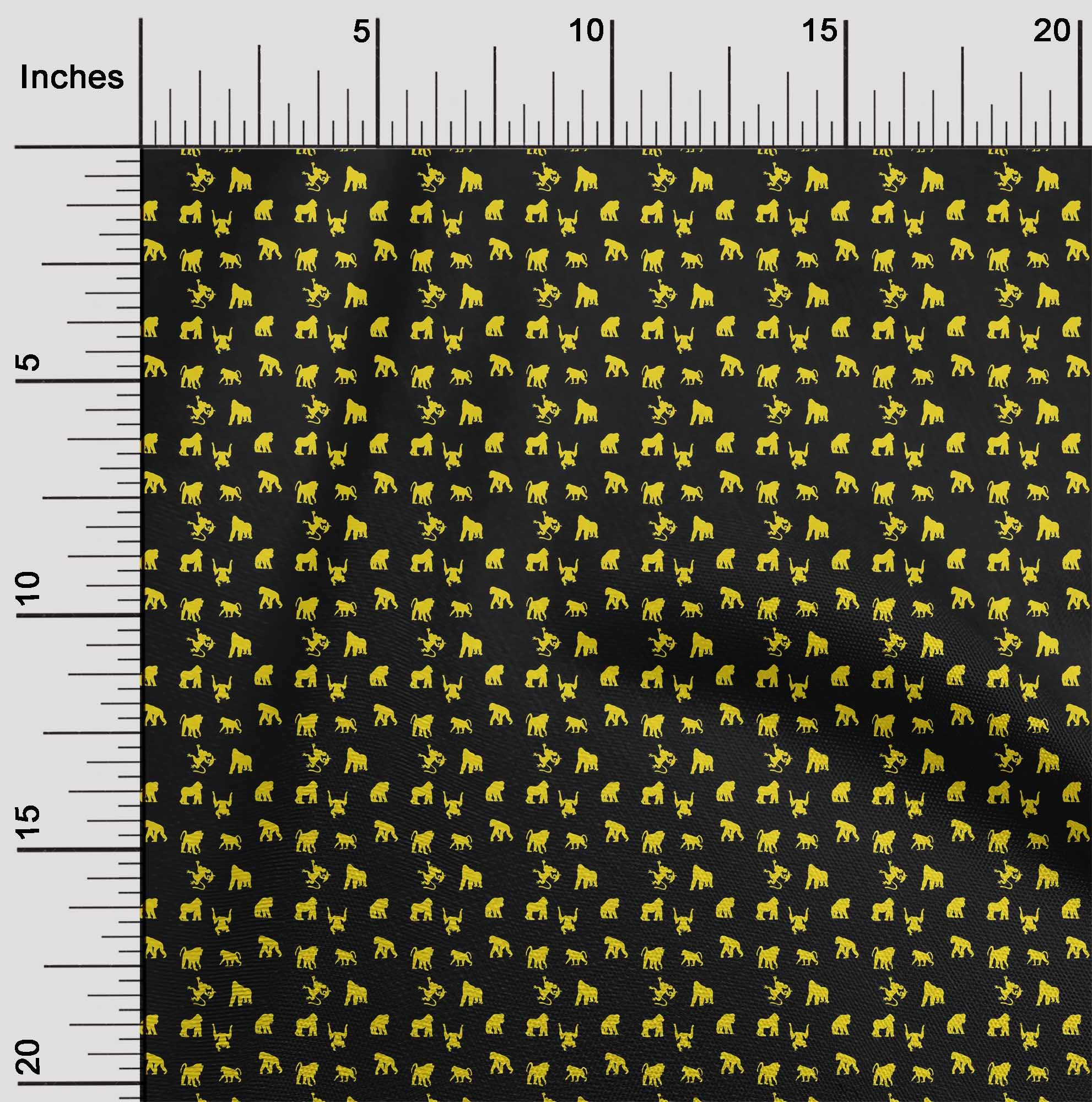 Premium 100% Cotton Poplin Fabric - Black Gorilla & Monkey Animal Print Dress Material - 56 Inches Wide by The Yard | Perfect for DIY Dresses, Quilting, and Home Decor Projects