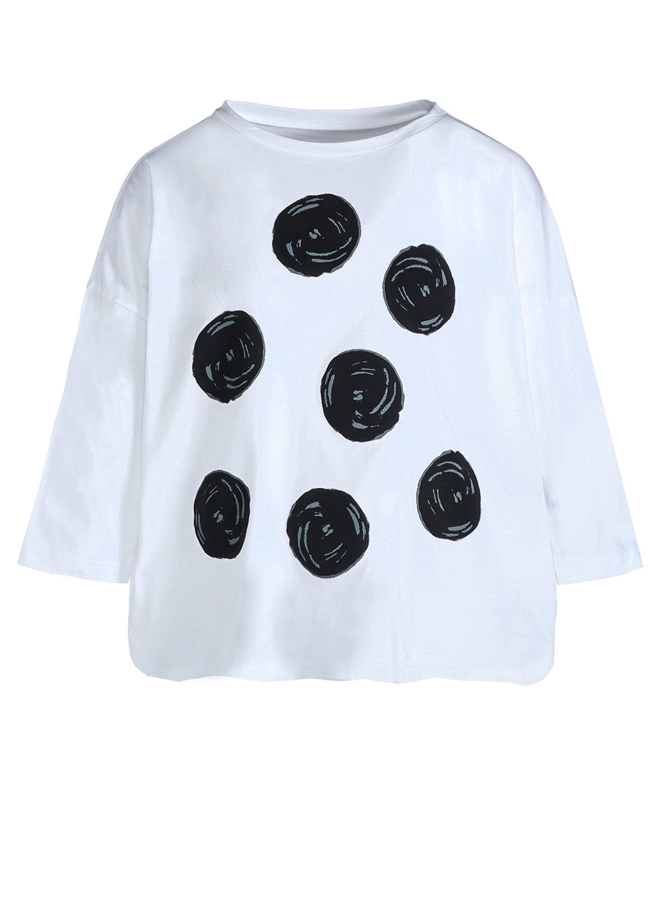 Soft Cotton Jersey Dot Print Dolman Sleeve Tunic Top for Women - Casual Loose Fit Blouse for Work, Weekend & Layering