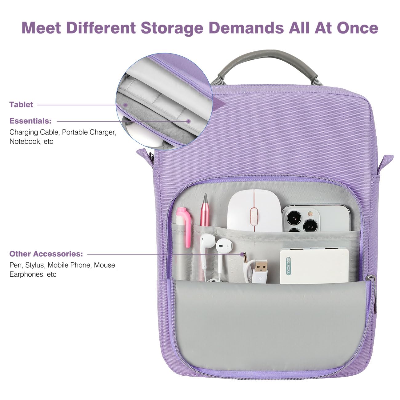 Premium 9-11 Inch Tablet Sleeve Case with Adjustable Shoulder Strap - Compatible with iPad 10th Gen 10.9
