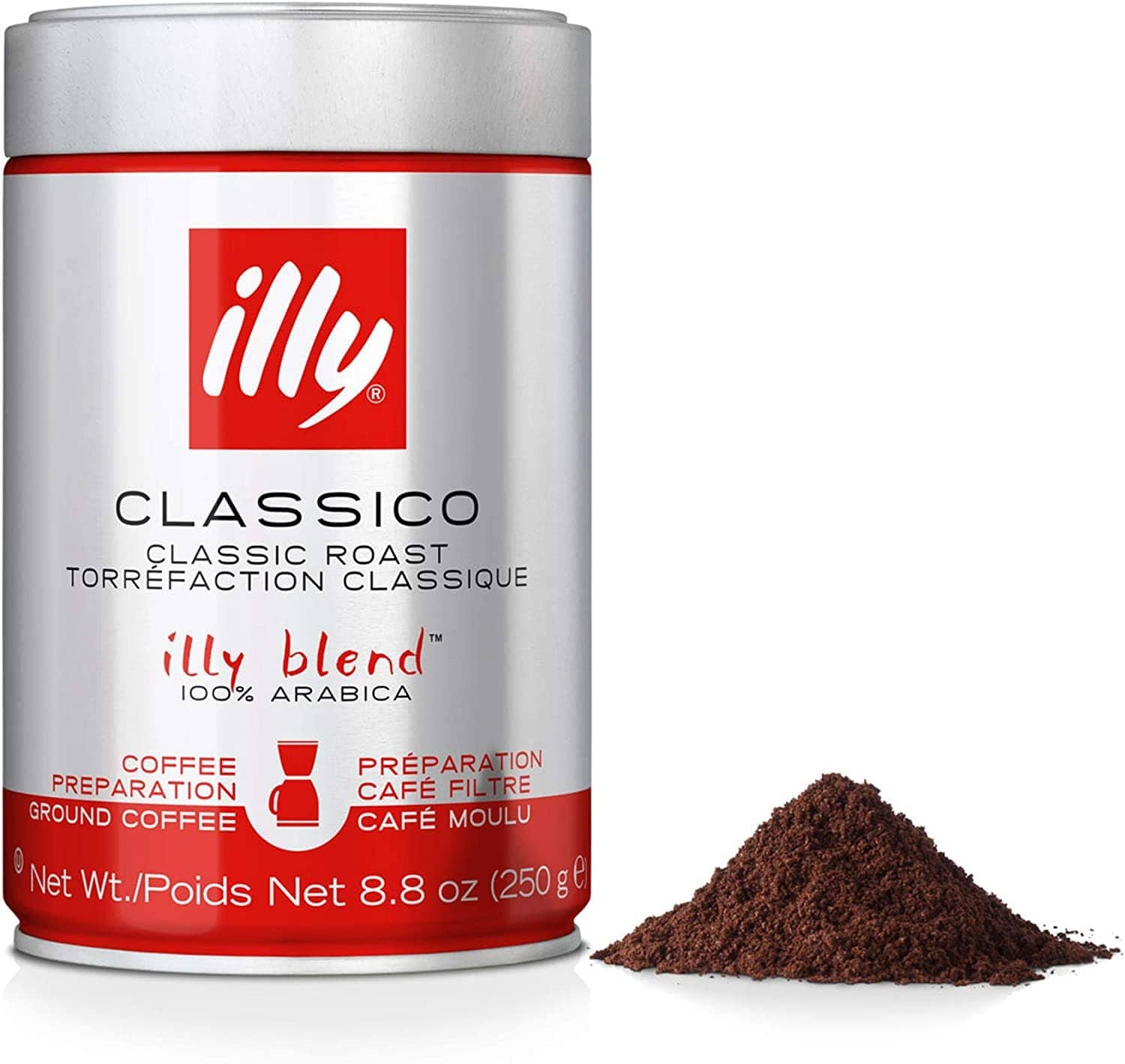 Illy Classico Medium Roast Ground Coffee 250g (Pack of 6) - Perfect for Home Brewing, Office Use & Italian Coffee Lovers