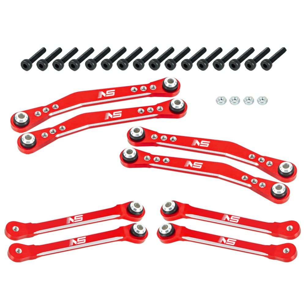 NexxSpeed CNC 7075 Aluminum Clearance Links Set (Red) for FMS FCX24 RC Crawler - Upgrade Suspension for Off-Road Performance & Rock Crawling