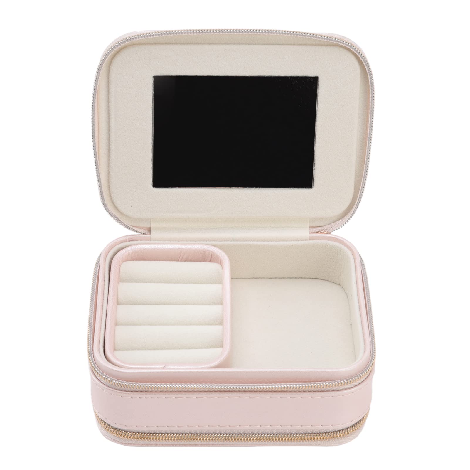 Elegant Double Layer Faux Leather Jewelry Box with Handle - Portable Travel Jewelry Organizer for Home & Vacation - Perfect for Necklaces, Rings & Earrings Storage