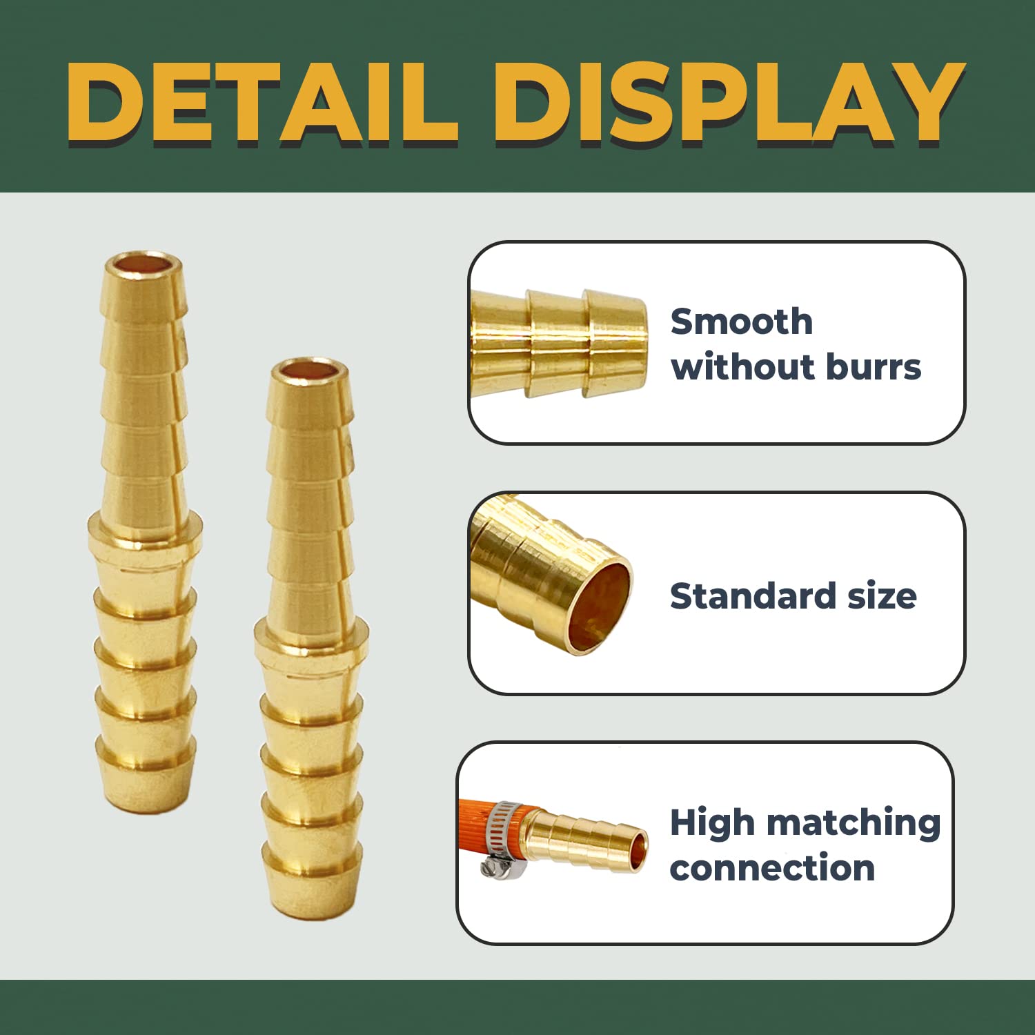 LIONMAX Brass Hose Barb Adapter Fittings 2 PCS - 5/16