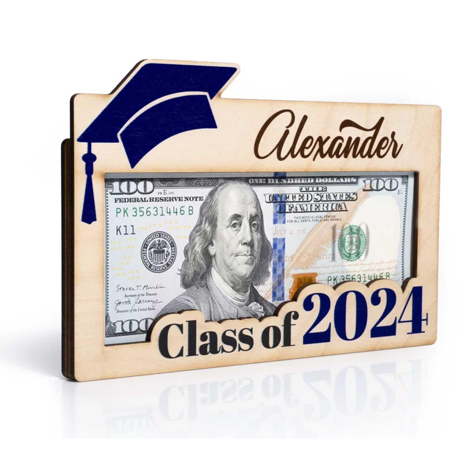 Personalized Wooden Graduation Money Clip - Custom Engraved 2024 Graduation Gift for Him/Her - Unique Cash Gift for Graduates - Perfect for High School & College Graduation Parties