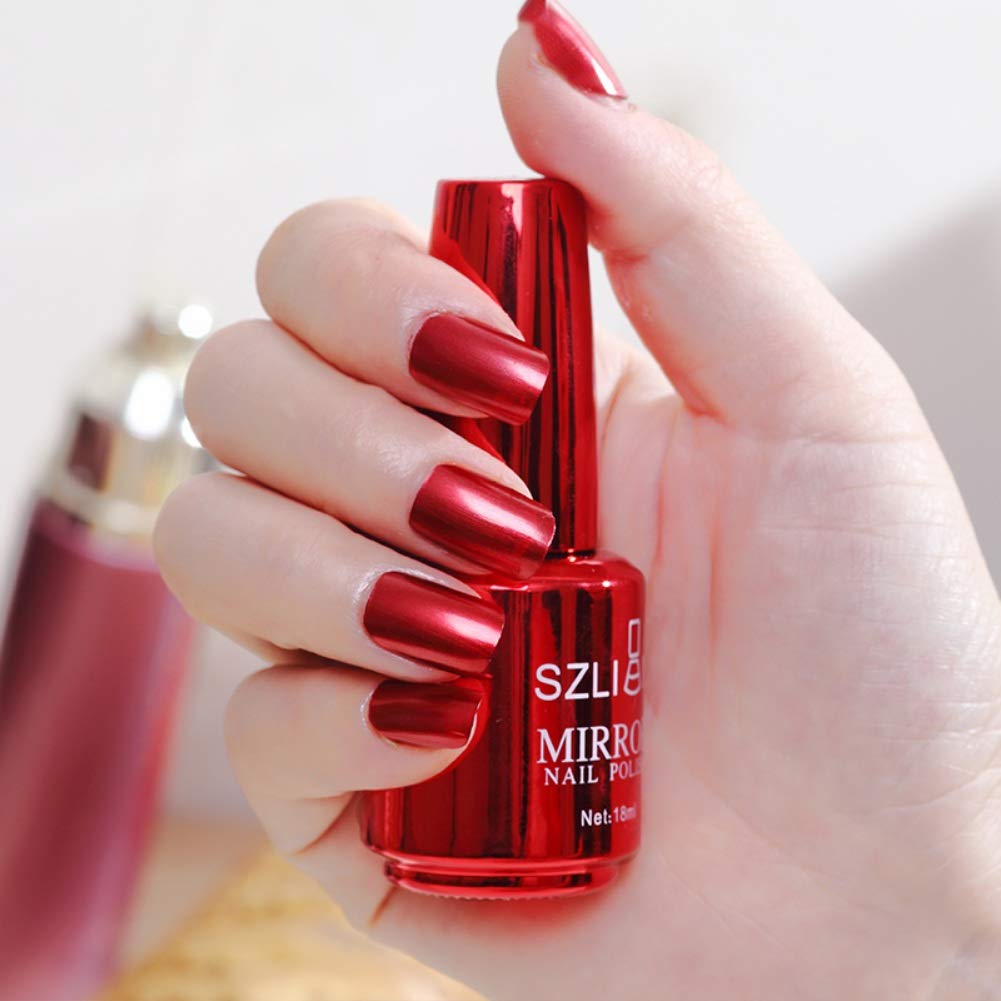 18ml Metallic Mirror Effect Nail Polish - Silver Glitter, Long-Lasting & Non-Peelable - Perfect for Parties, Weddings, and Special Occasions