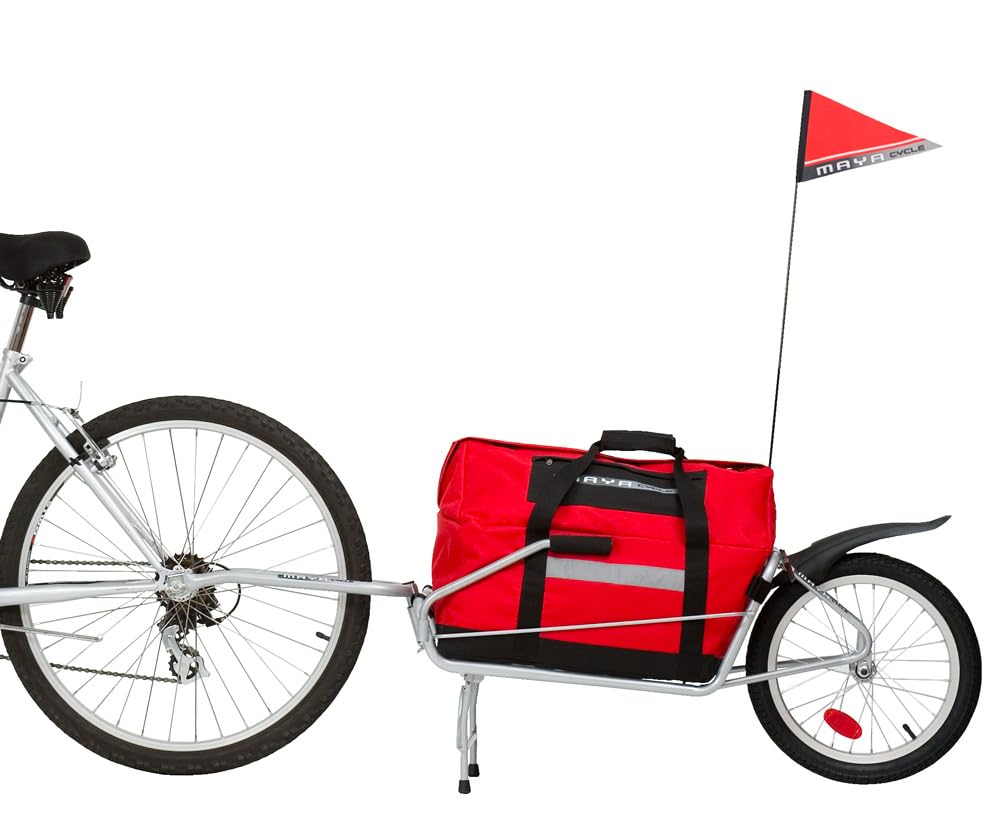 One Wheel Maya Cycle Bicycle Cargo Trailer - Heavy Duty Bike Trailer for Hauling Gear, Groceries & Kids - Perfect for Camping, Commuting & Family Outings