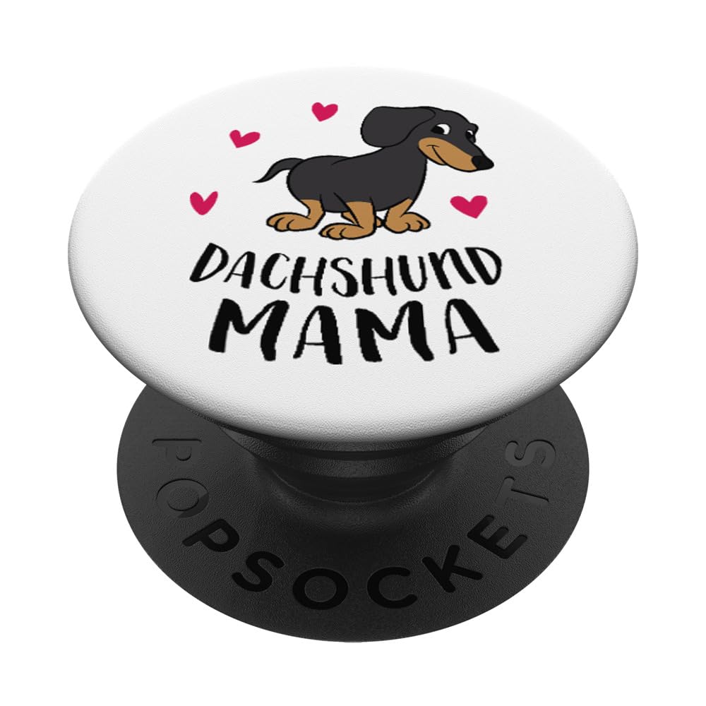 Dachshund Mom Funny Dachshund PopSocket - Black Letter Print Swappable PopGrip - Cell Phone Grip for iPhone 11 - Perfect for Home, Office, and Travel Use
