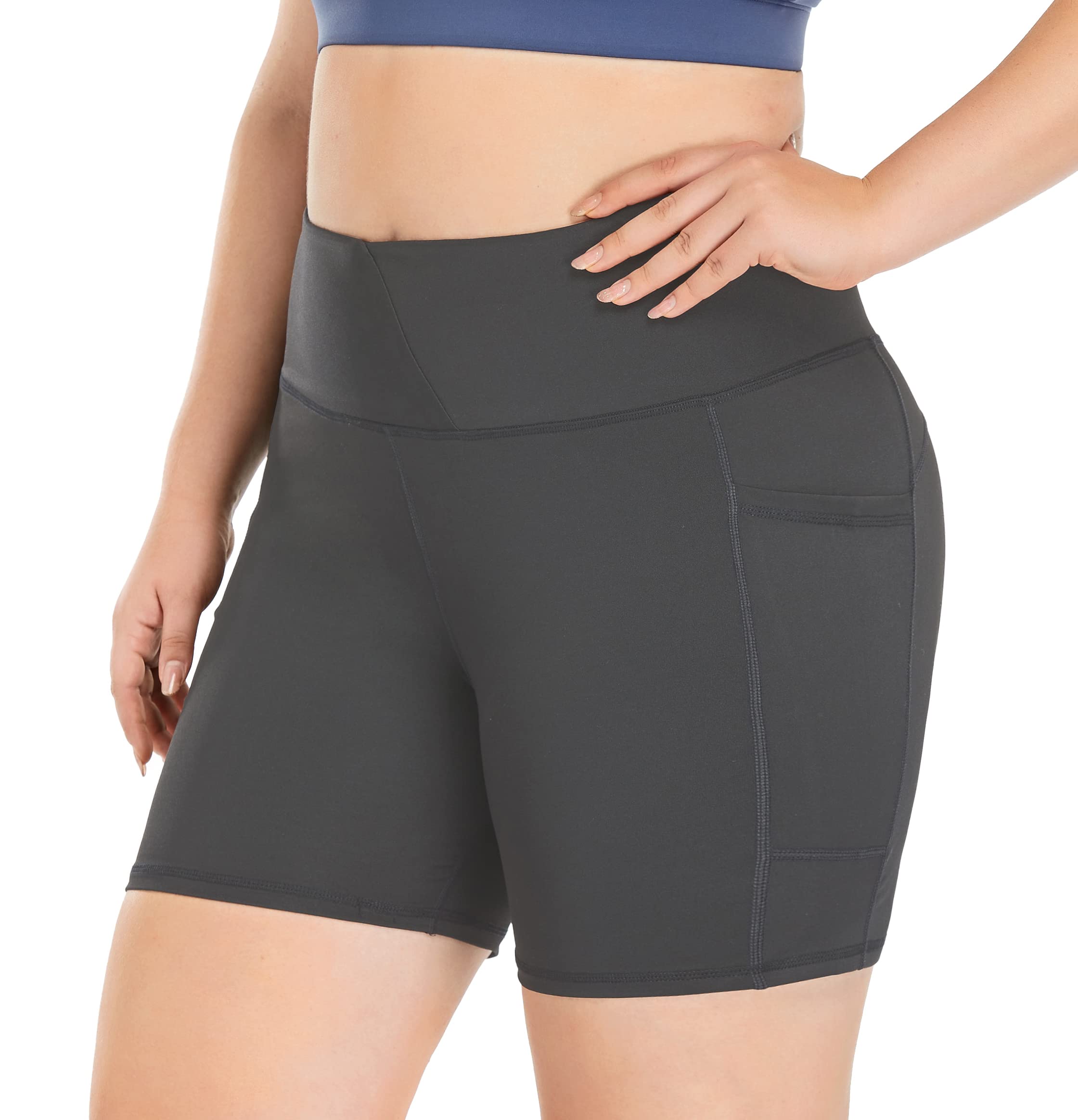 ZERDOCEAN Women's Plus Size High Waist Yoga Shorts 5