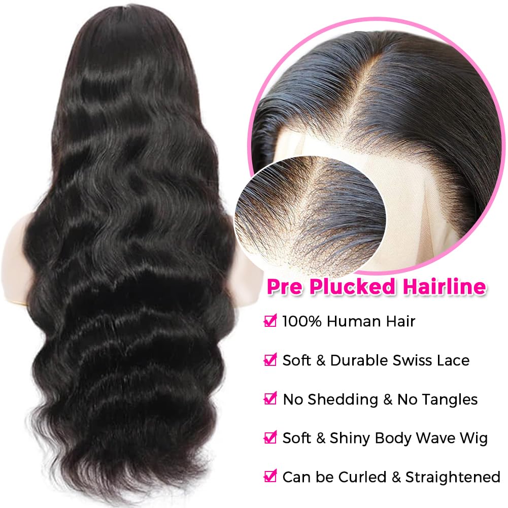 13x4 HD Transparent Lace Front Wigs for Black Women - 180% Density Glueless Human Hair Wig with Pre-Plucked Baby Hair & Natural Hairline | Pizazz Body Wave Lace Frontal Wig 22 Inch | Perfect for Daily Wear, Special Occasions & Protective Styling