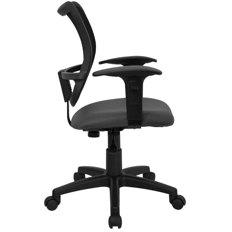 FLASH Mid Back Black Mesh Swivel Task Office Chair - Ergonomic Adjustable Height Computer Desk Chair for Home & Office Use - Perfect for Long Hours of Work or Gaming