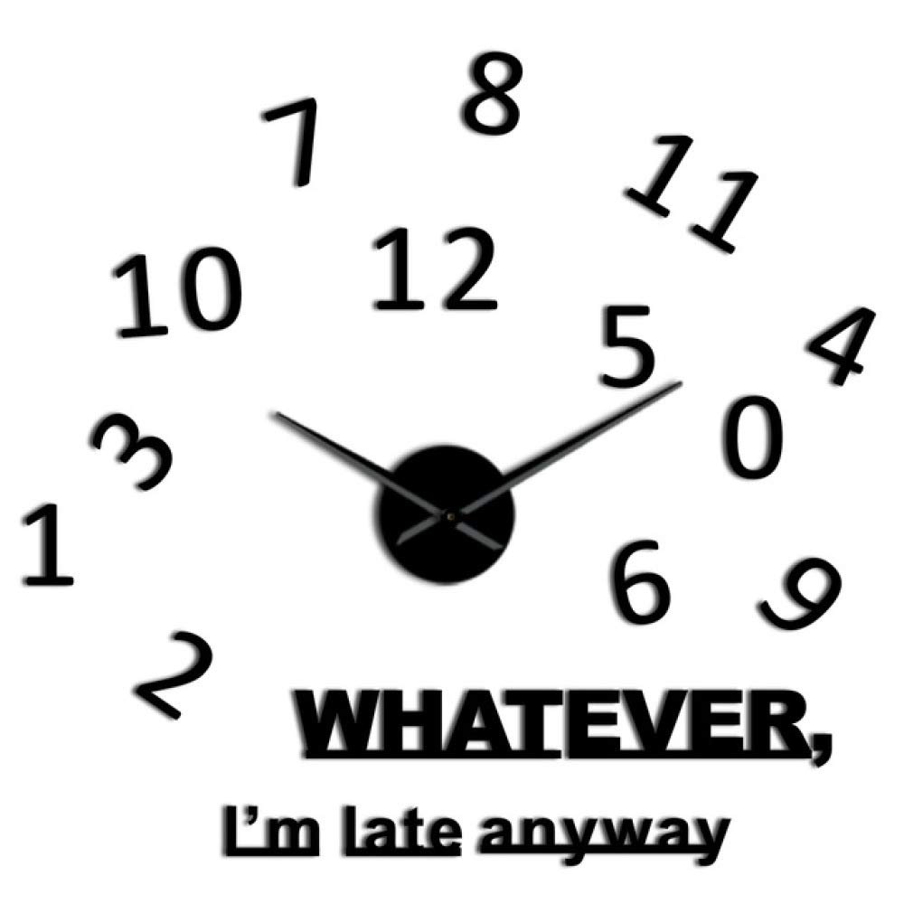 Modern Inspirational Quote Wall Clock - Large Numbers DIY Wall Art for Living Room, Kitchen & Coffee Shop | Perfect Gift for Procrastinators | Home & Office Decor