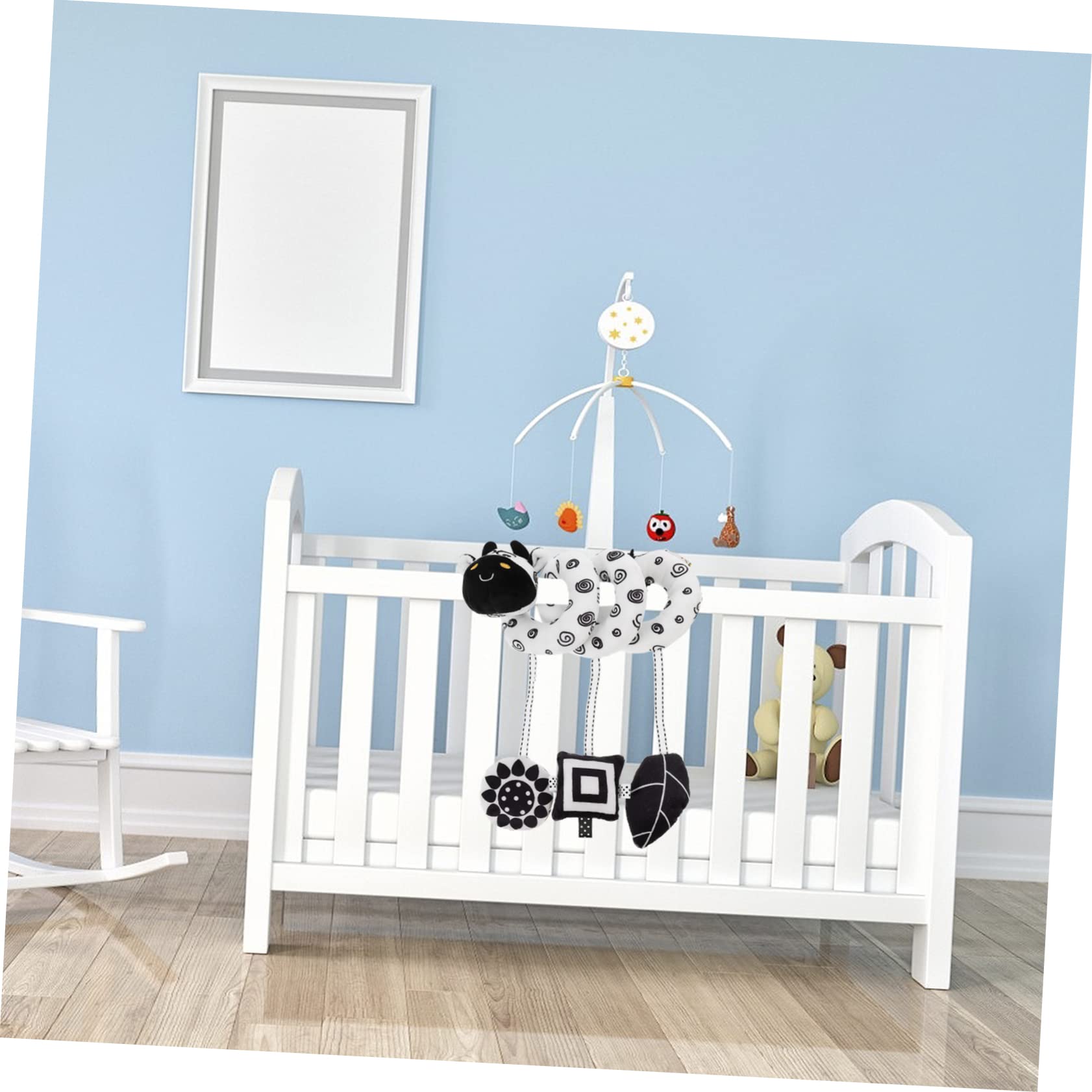 Vaguelly 3-Piece Soft Plush Spiral Hanging Toys for Baby Crib & Bed - Crystal Super Fleece Fabric - Crib Mobile Decor & Infant Sensory Play