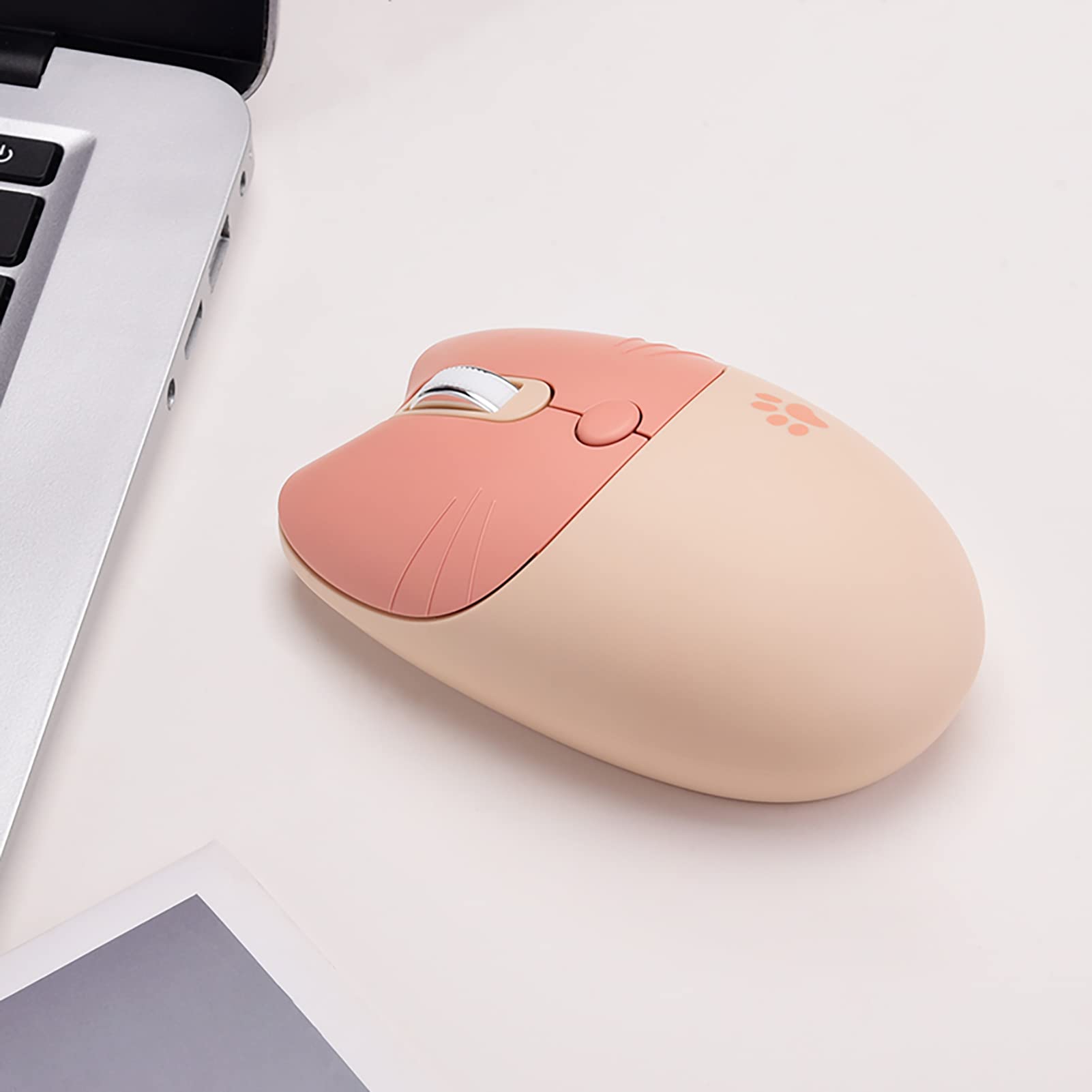 Cute Cat Wireless Mouse - Lightweight Silent 2.4G Wireless Computer Mouse with Candy Colors for Girls & Kids (Milk Tea) | Perfect for Home, Office, School & Gaming Use