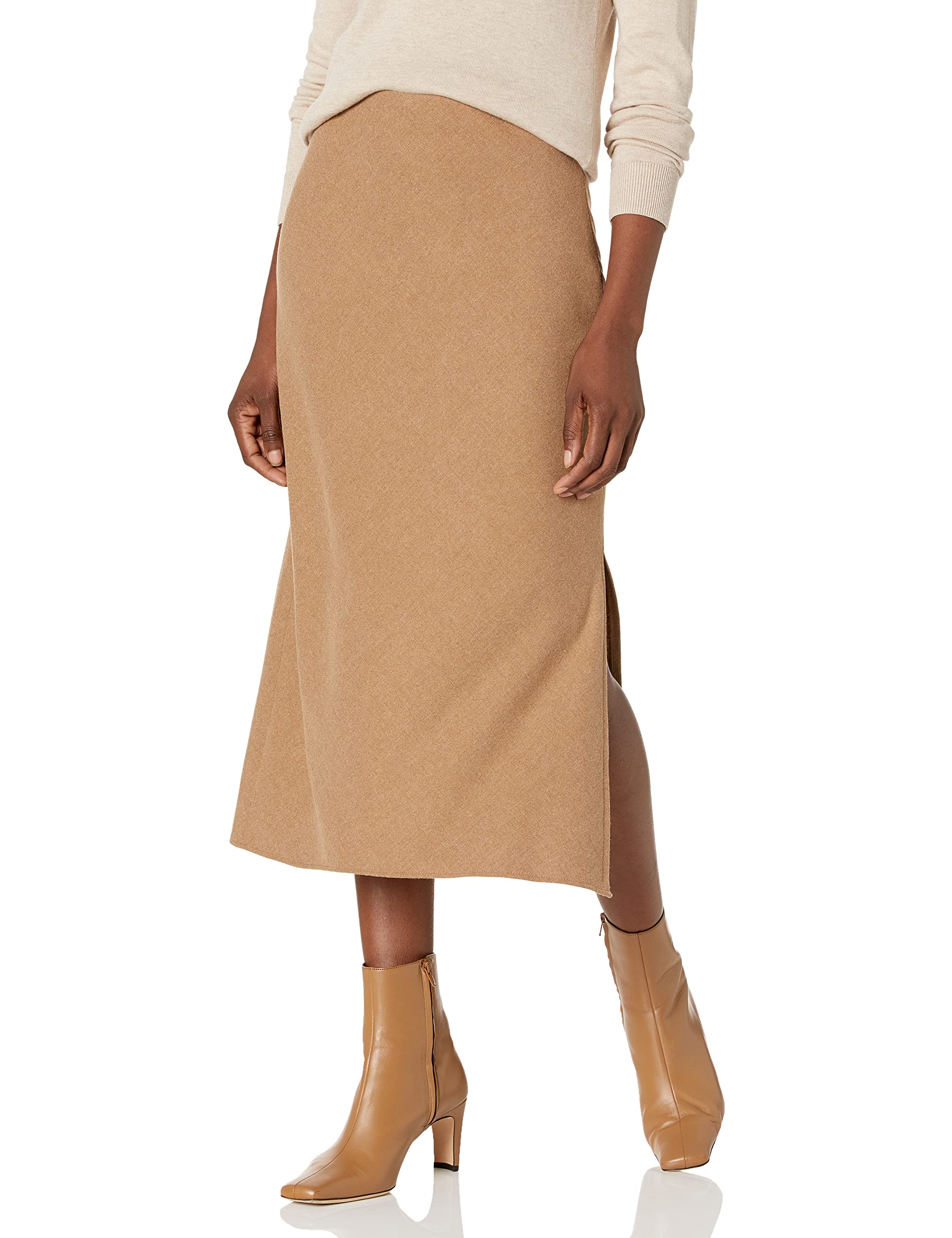 Vince Women's Brushed Flannel Side Slit Slip Skirt - Soft & Comfortable Midi Skirt for Fall & Winter, Perfect for Casual Outfits, Office Wear & Date Nights